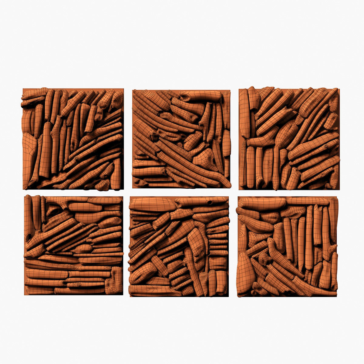 Rectangle  panel branch splinter Big n3 3D model_16