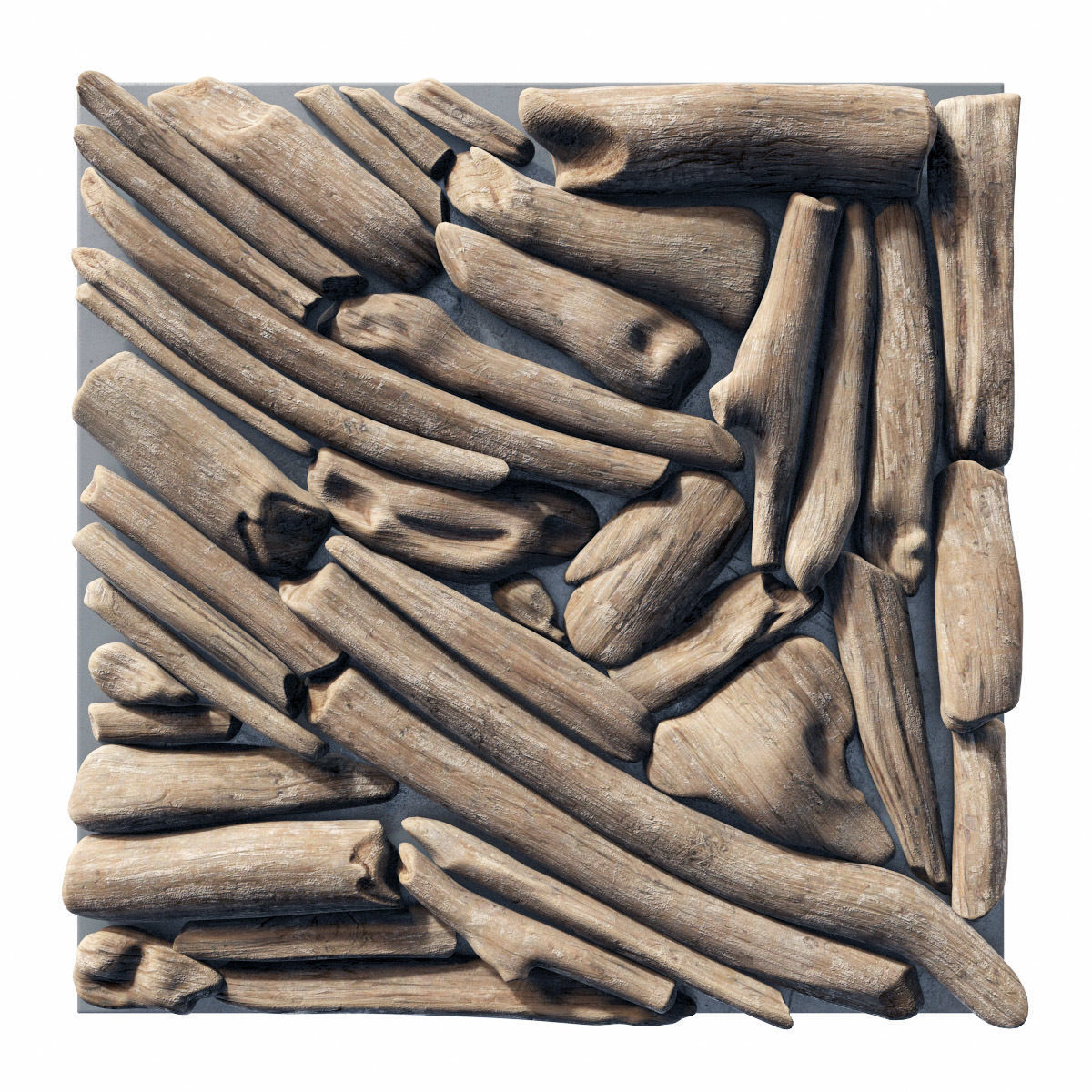 Rectangle  panel branch splinter Big n3 3D model_8