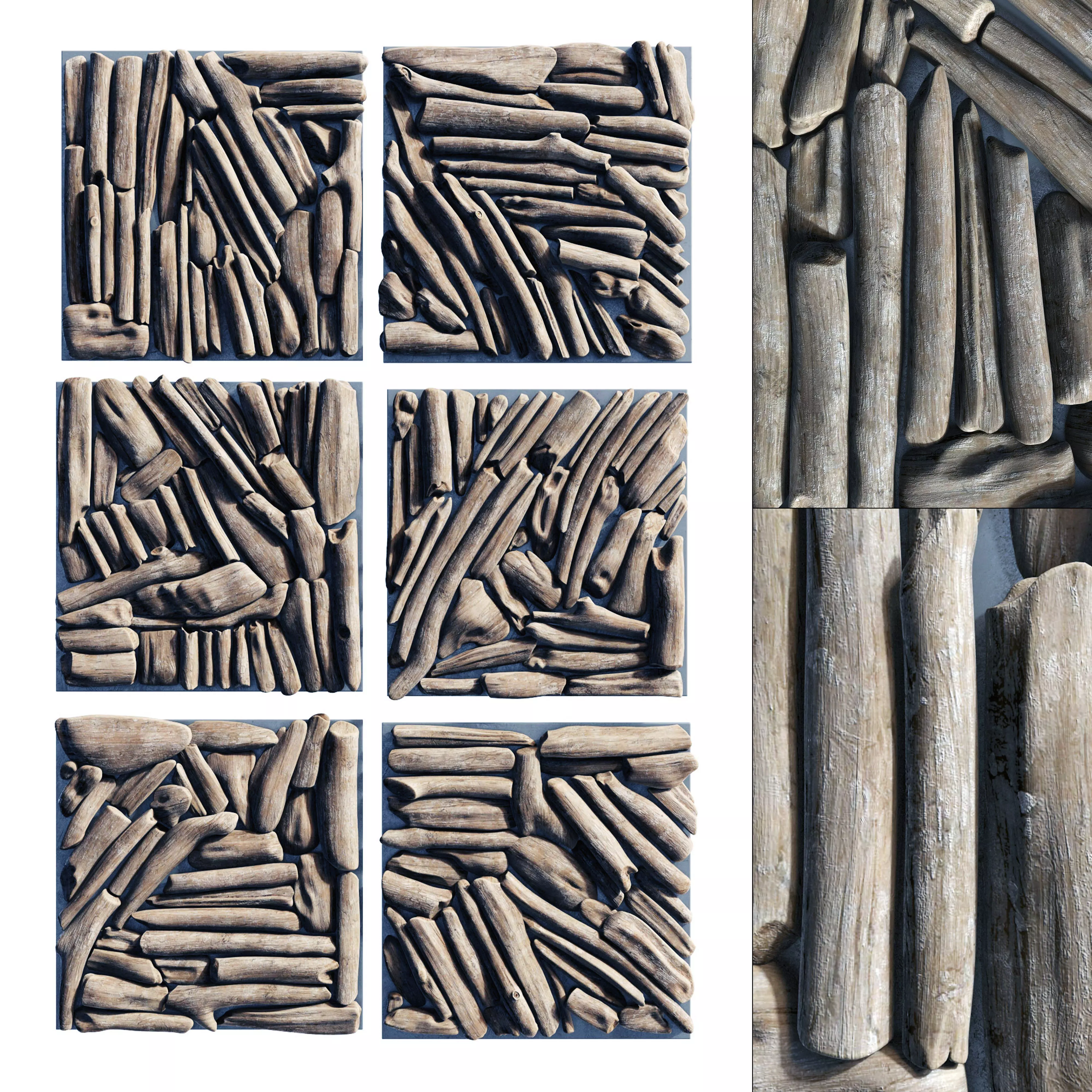 Rectangle  panel branch splinter Big n3 3D model_0