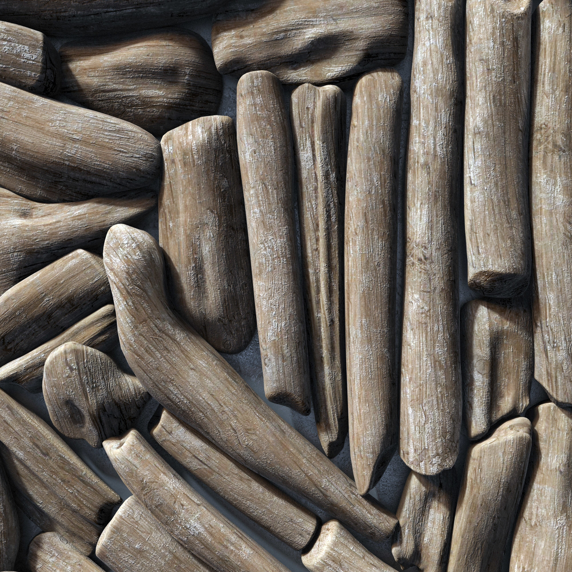 Rectangle  panel branch splinter Big n3 3D model_9