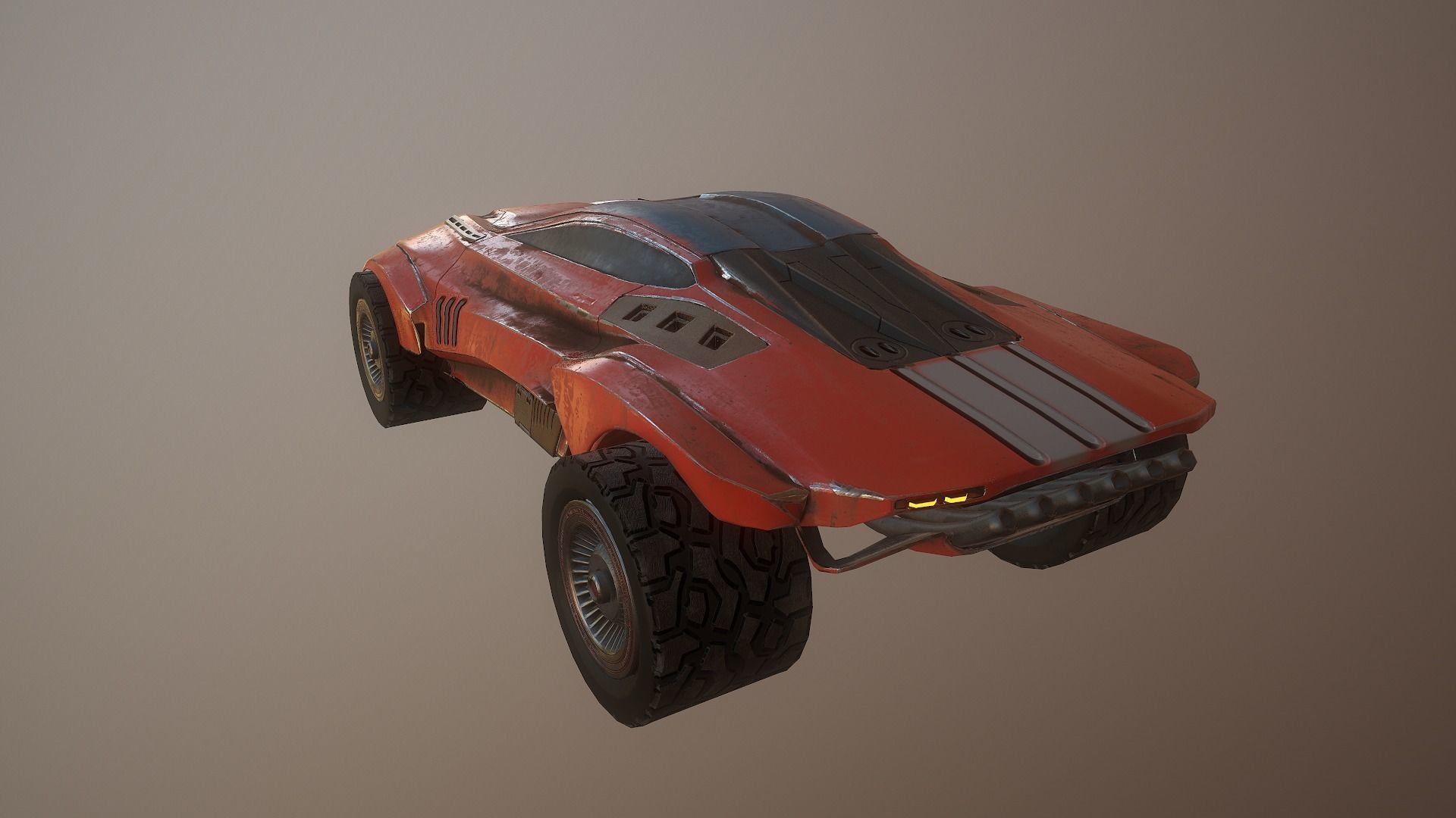 Cyberpunk Terrain Concept Vehicle Low-poly 3D model_7