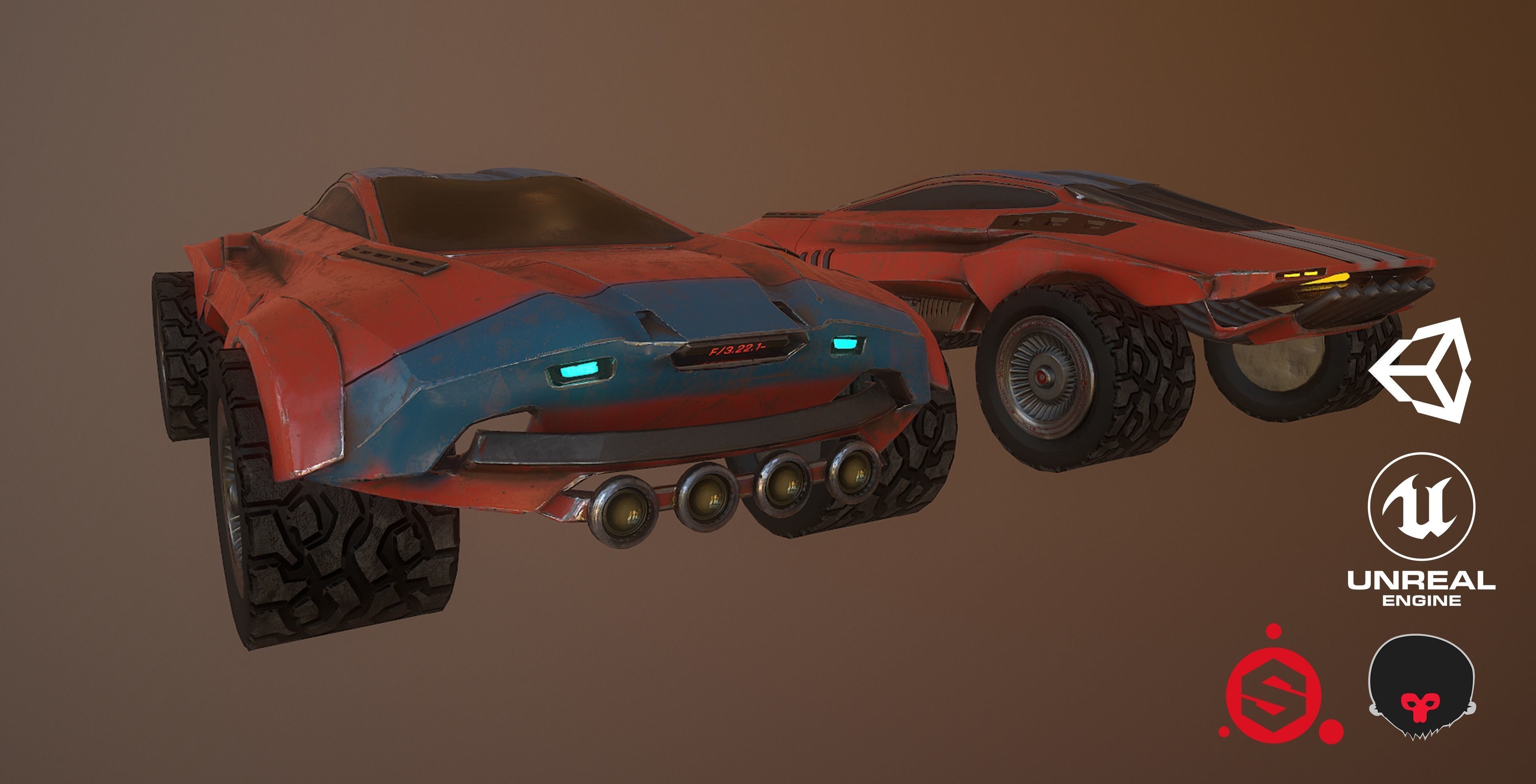 Cyberpunk Terrain Concept Vehicle Low-poly 3D model_4