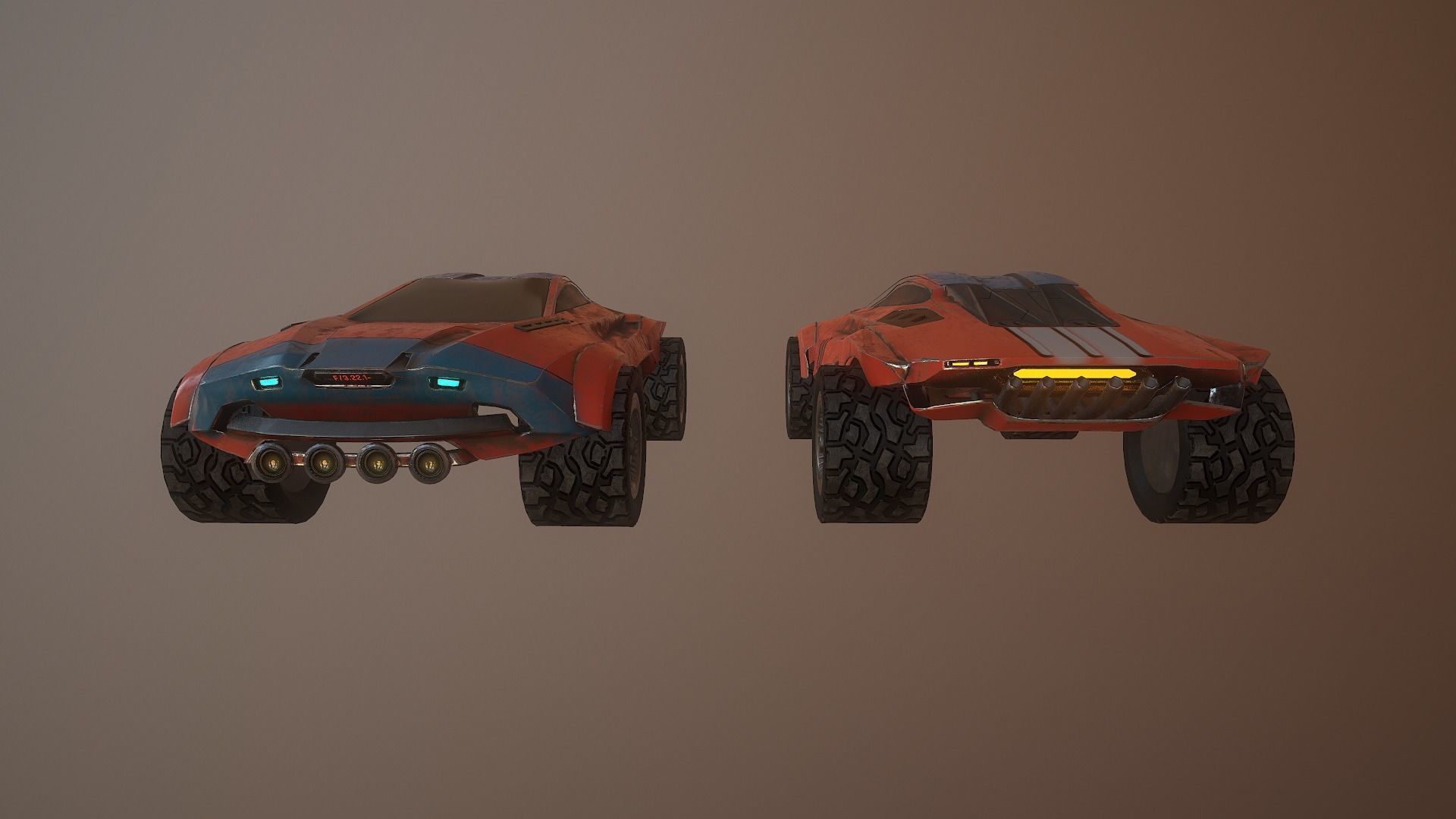 Cyberpunk Terrain Concept Vehicle Low-poly 3D model_17