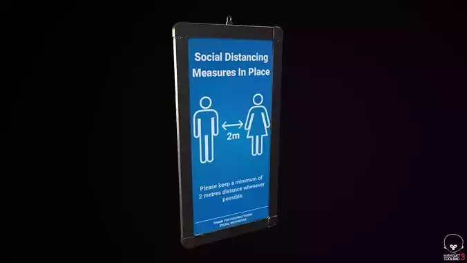 Social Distance Signboard - Keep Distance Low-poly 3D model