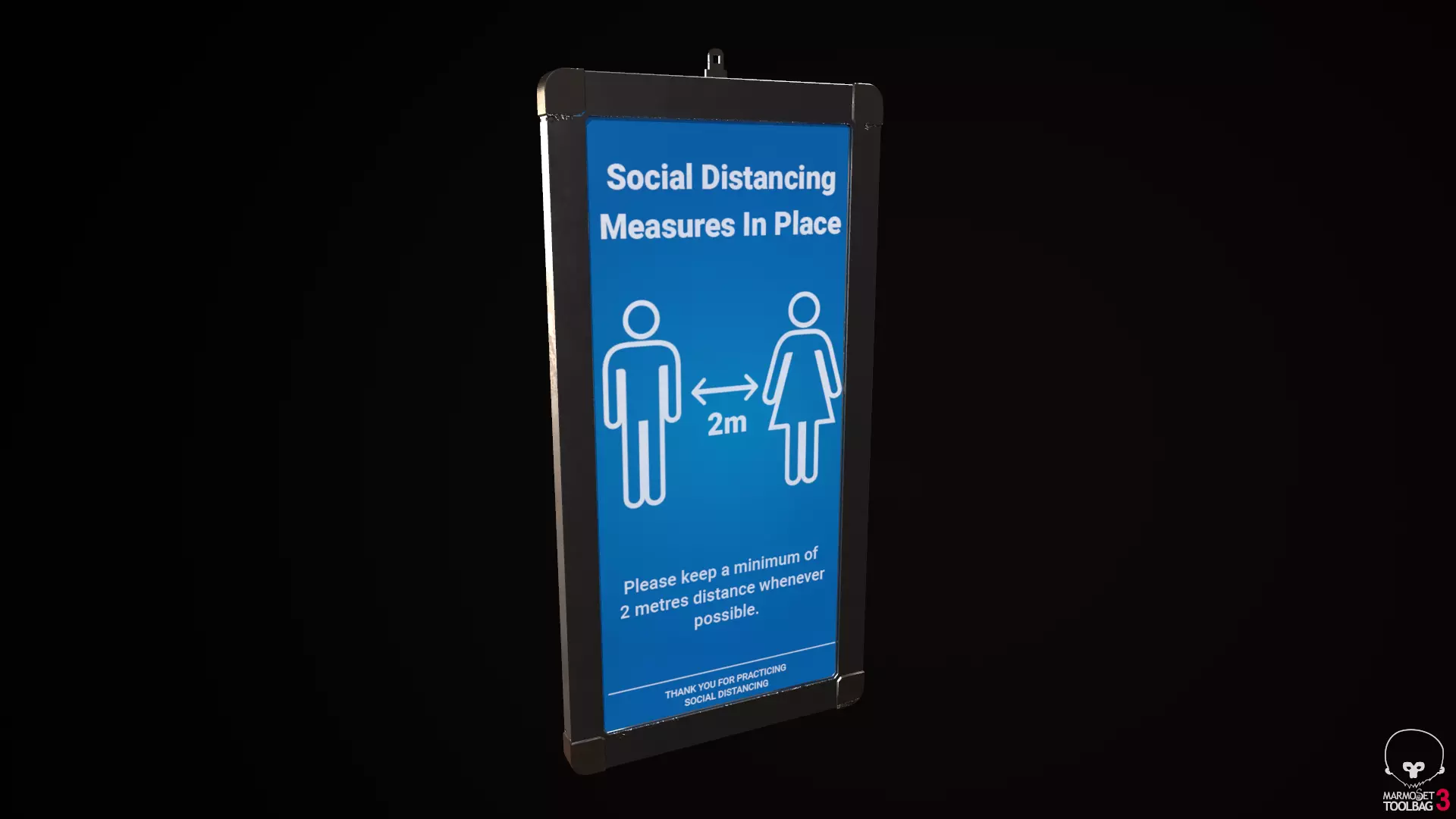Social Distance Signboard - Keep Distance Low-poly 3D model