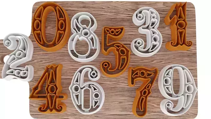 a set of numbers for cookies 3D print model