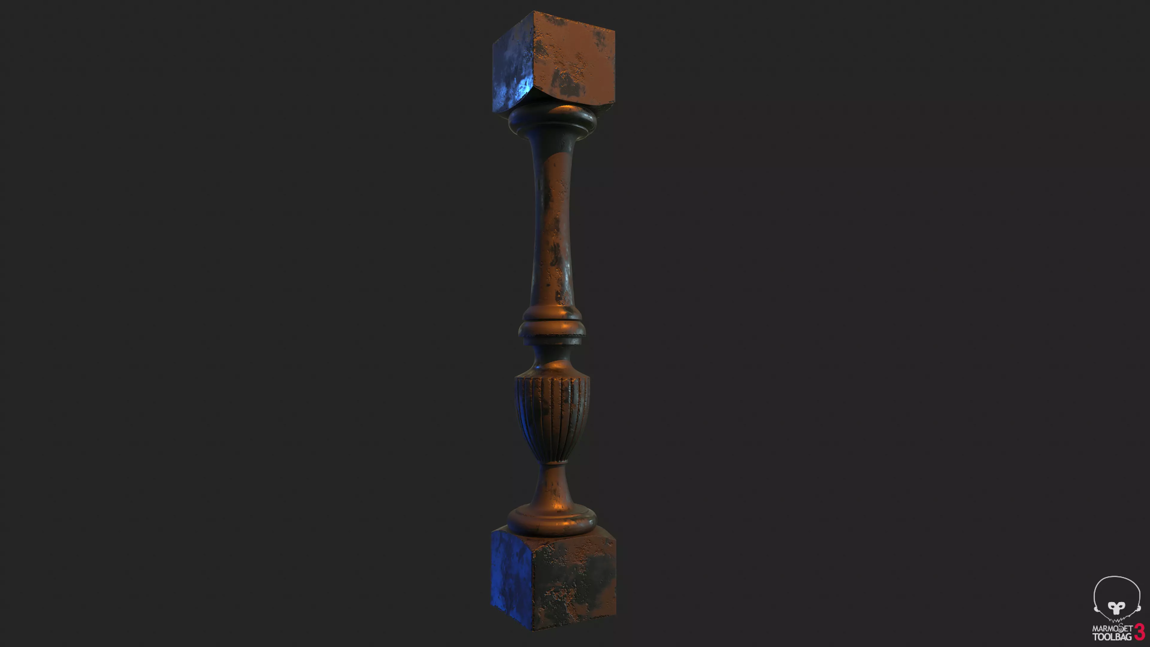 Baluster wooden pole 3D model_0