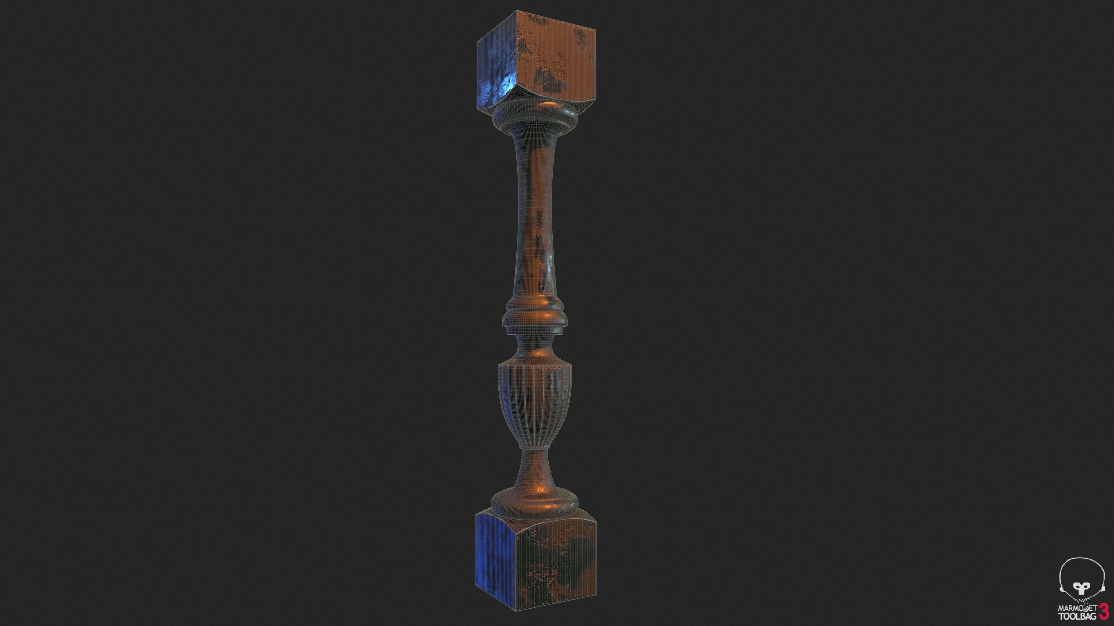 Baluster wooden pole 3D model_1