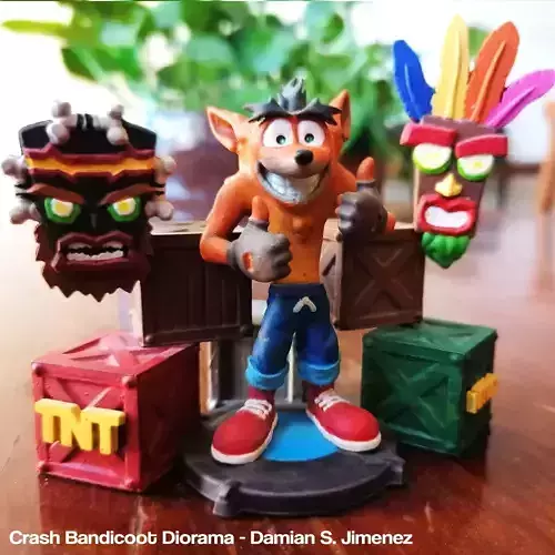 Crash Bandicoot Diorama Uka uka and Aku Aku 3D Printable 3D print model