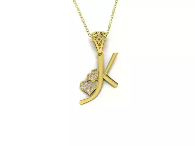  Diamond Alphabet Pendant Heart Letter K