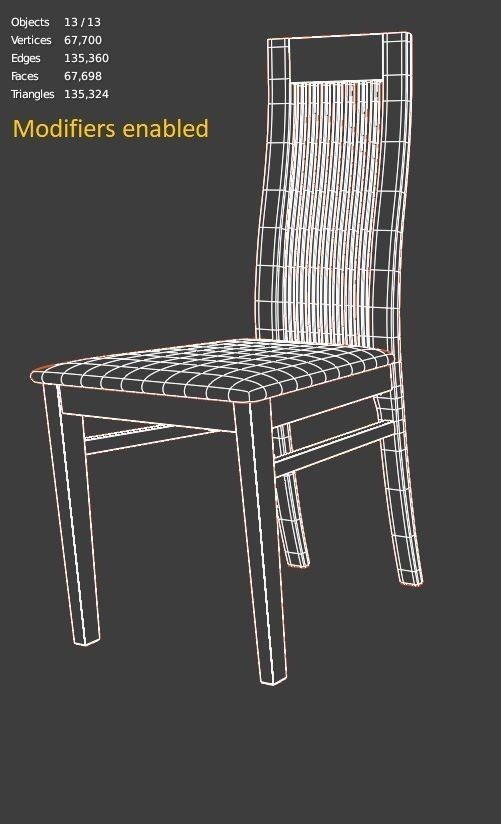 Wooden Dining Chair  Free low-poly 3D model_5