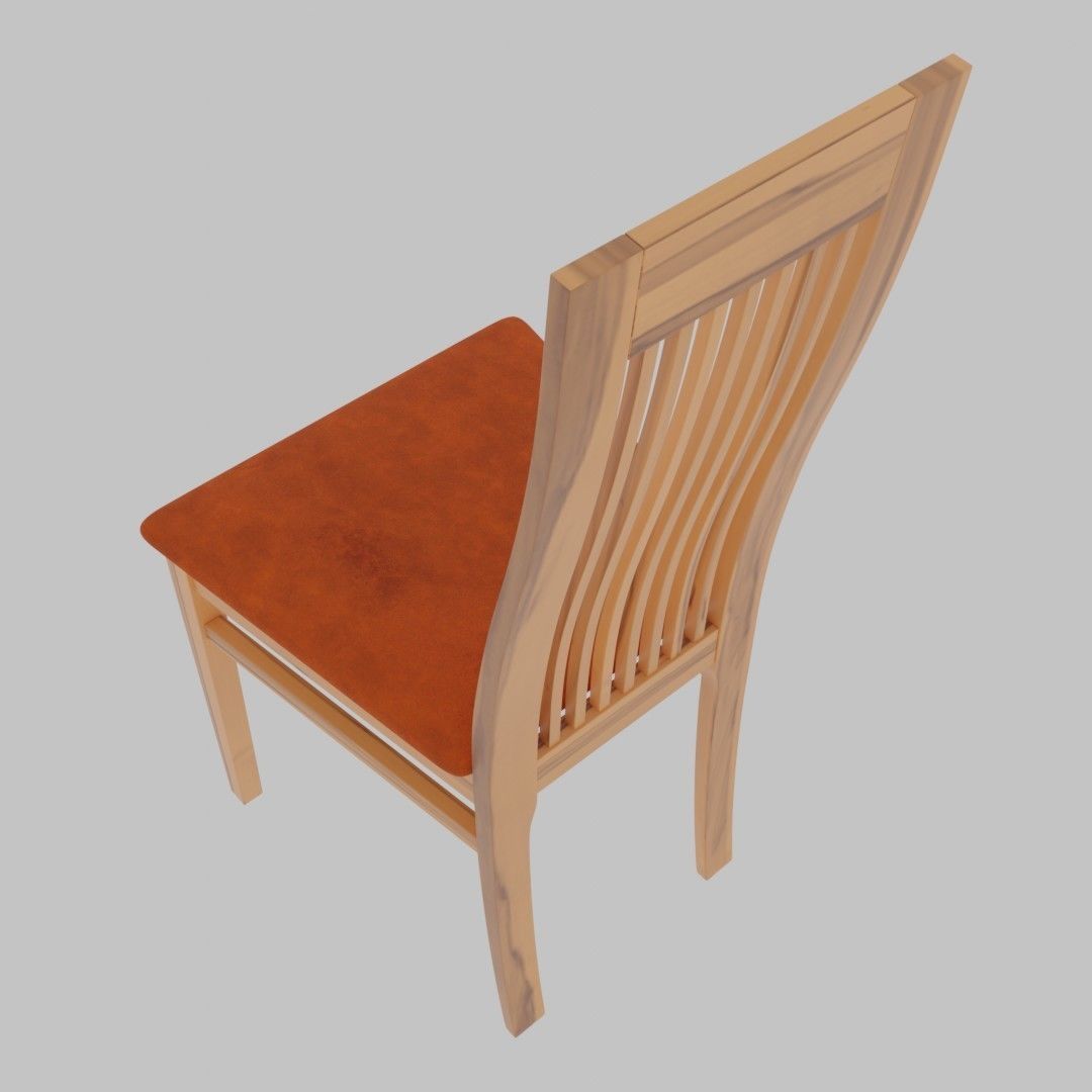 Wooden Dining Chair  Free low-poly 3D model_3