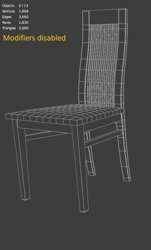 Wooden Dining Chair  Free low-poly 3D model_4