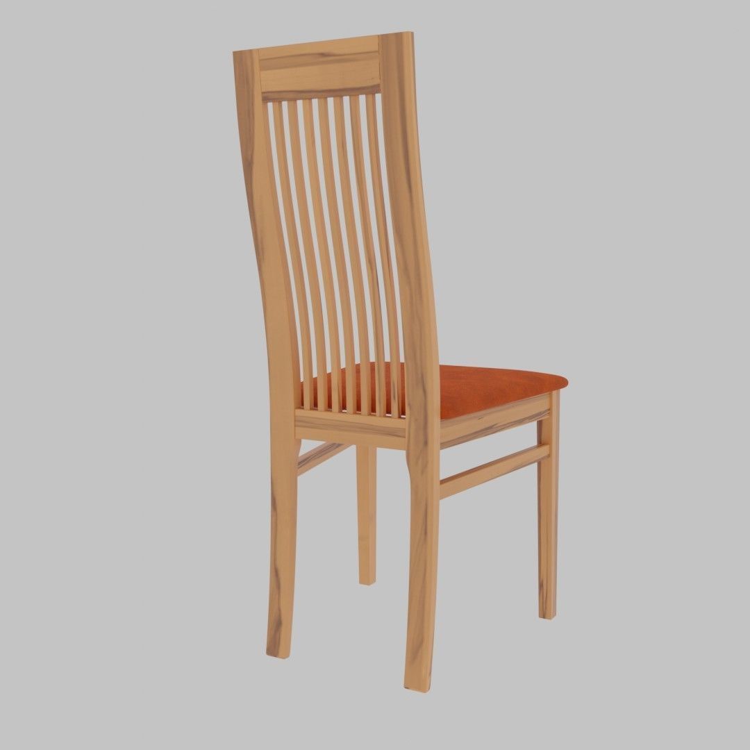 Wooden Dining Chair  Free low-poly 3D model_1