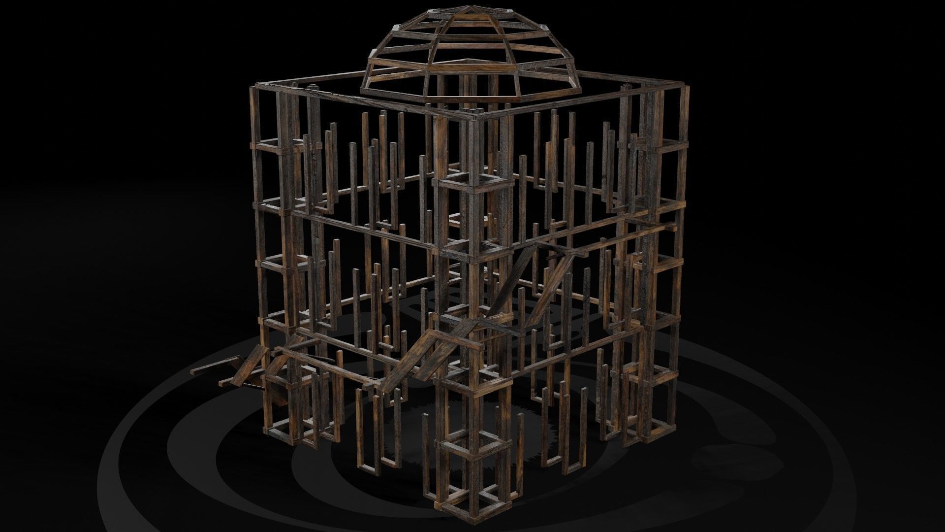 AAA Wooden Enterable Medieval Primal Watchtower 03 R Low-poly 3D model_5