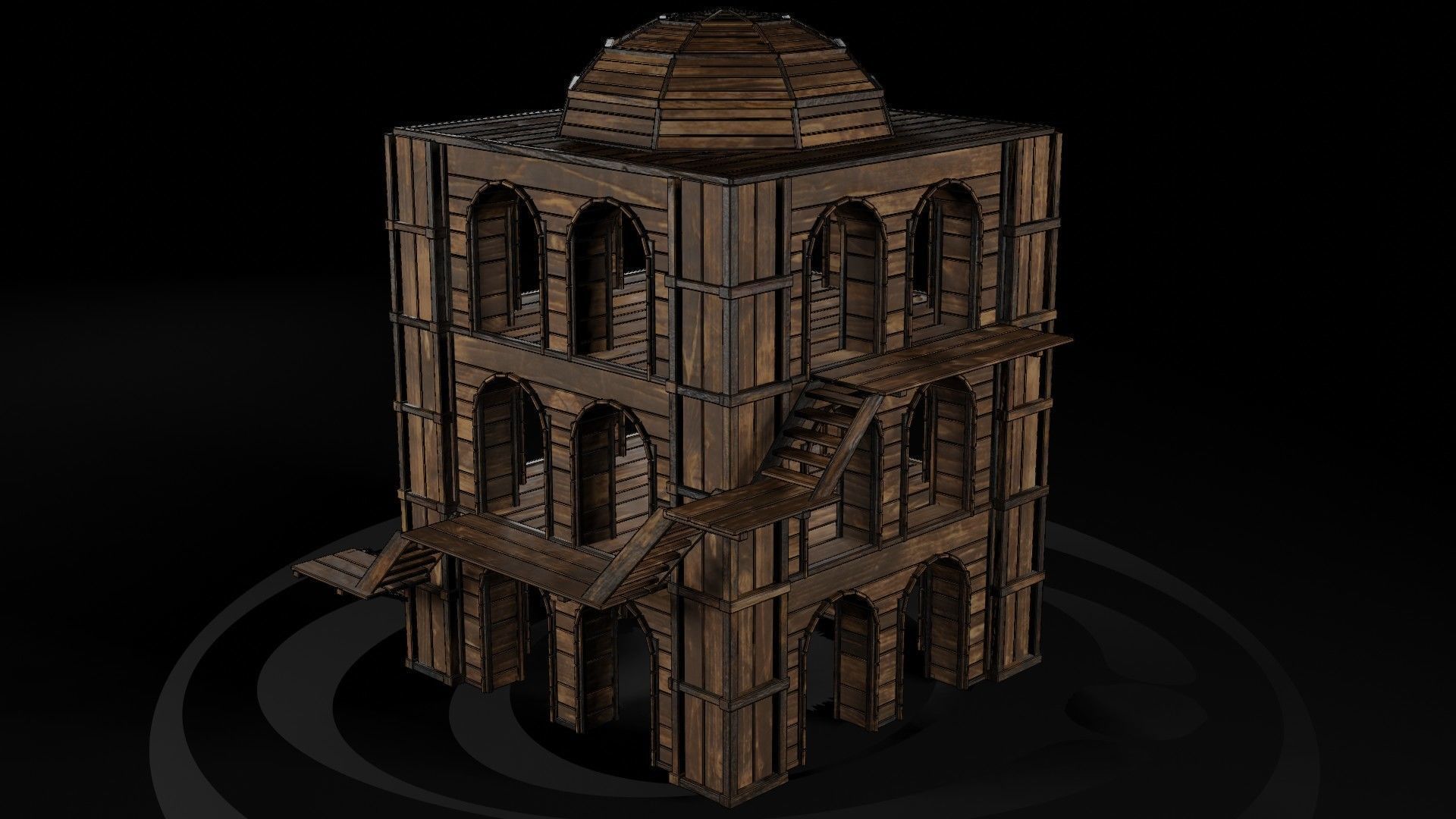 AAA Wooden Enterable Medieval Primal Watchtower 03 R Low-poly 3D model_2