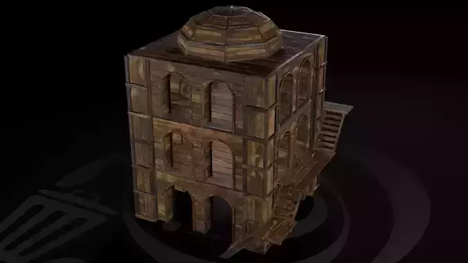 AAA Wooden Enterable Medieval Primal Watchtower 03 R Low-poly 3D model