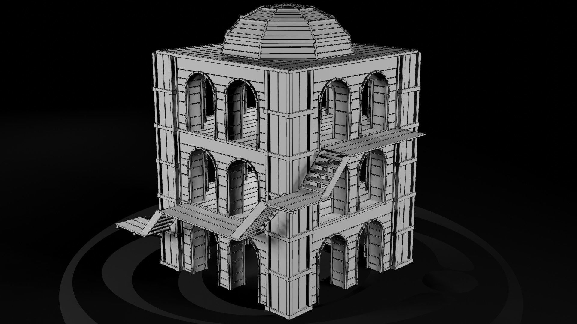AAA Wooden Enterable Medieval Primal Watchtower 03 R Low-poly 3D model_3