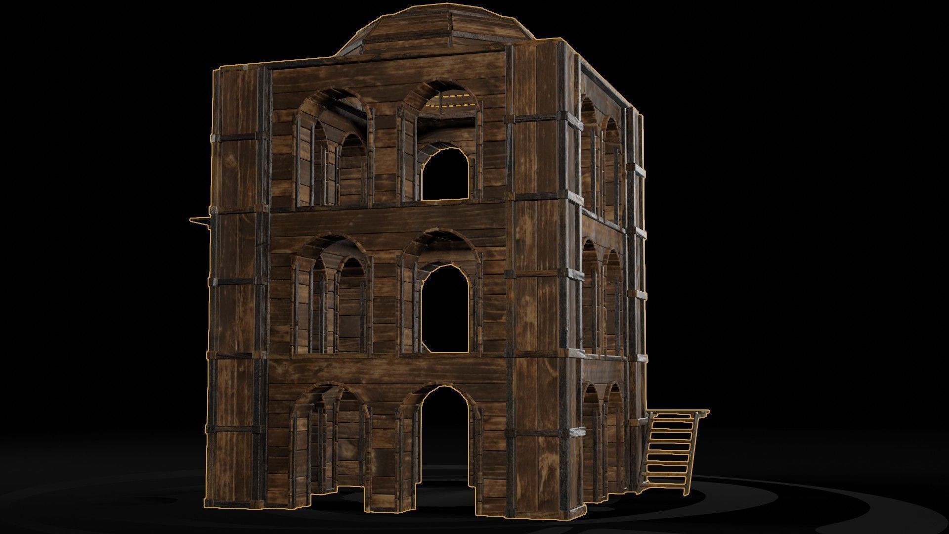AAA Wooden Enterable Medieval Primal Watchtower 03 R Low-poly 3D model_6