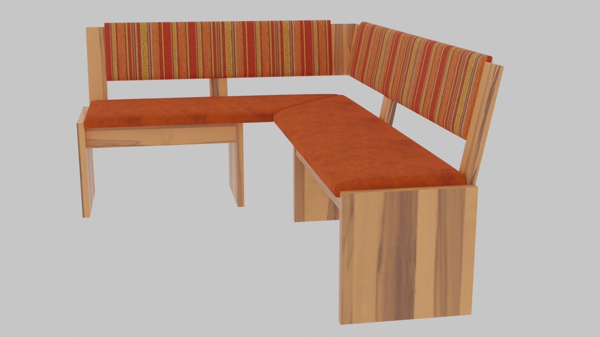 Wooden Dining bench Free low-poly 3D model_1