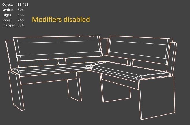 Wooden Dining bench Free low-poly 3D model_6