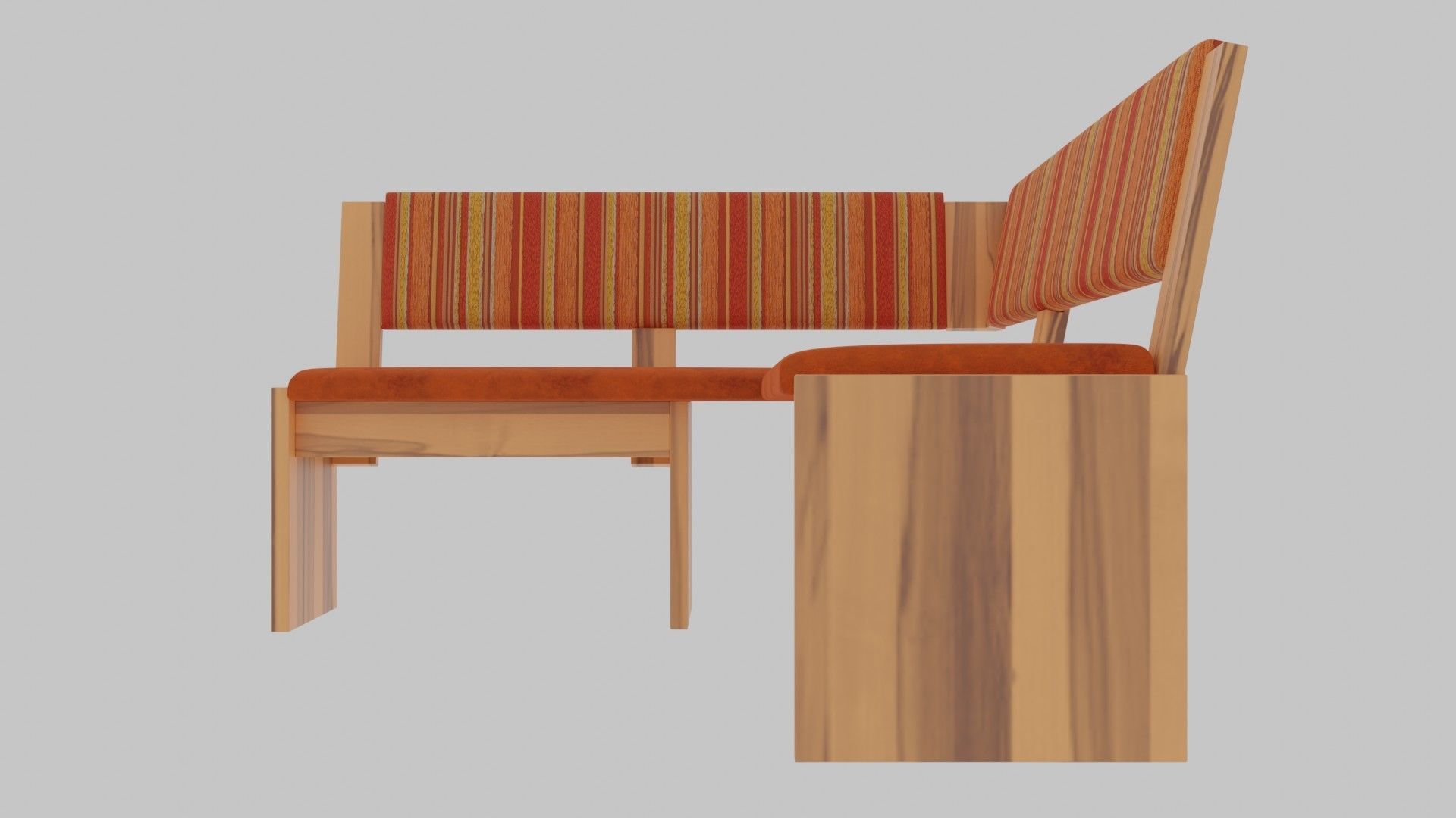 Wooden Dining bench Free low-poly 3D model_3