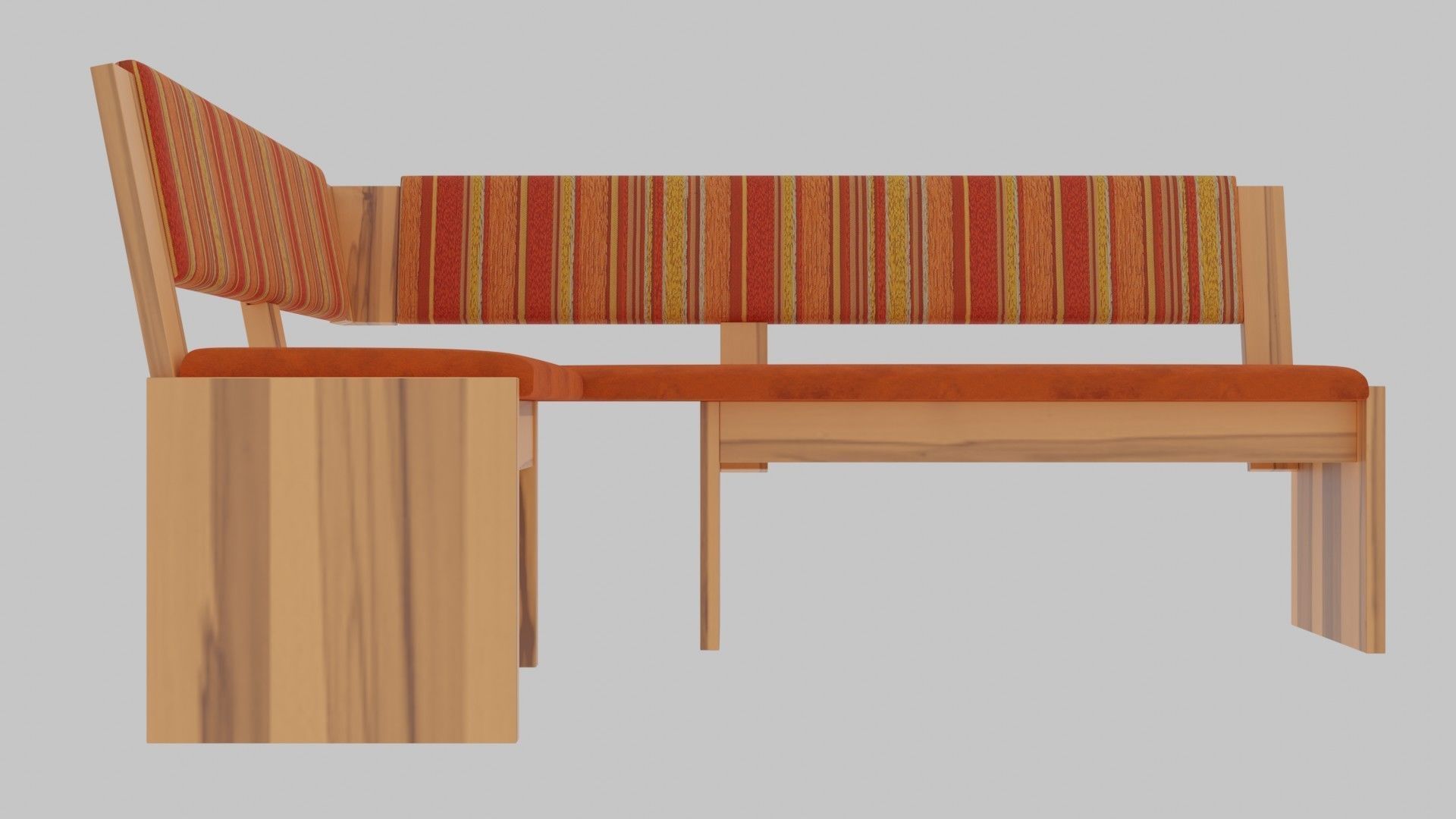 Wooden Dining bench Free low-poly 3D model_4