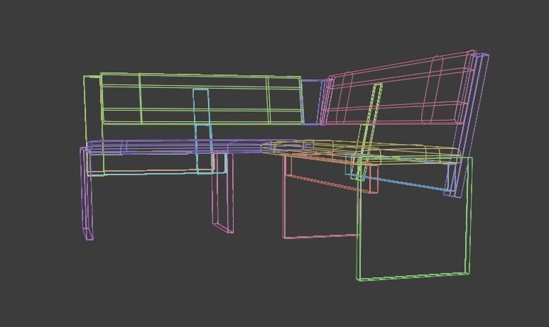 Wooden Dining bench Free low-poly 3D model_9