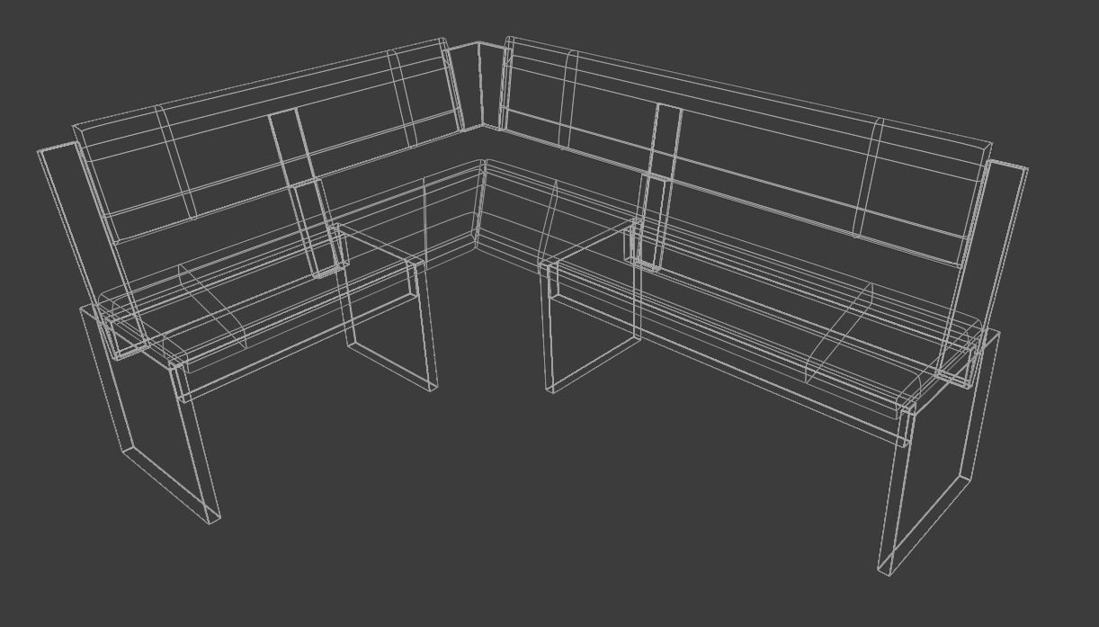 Wooden Dining bench Free low-poly 3D model_8