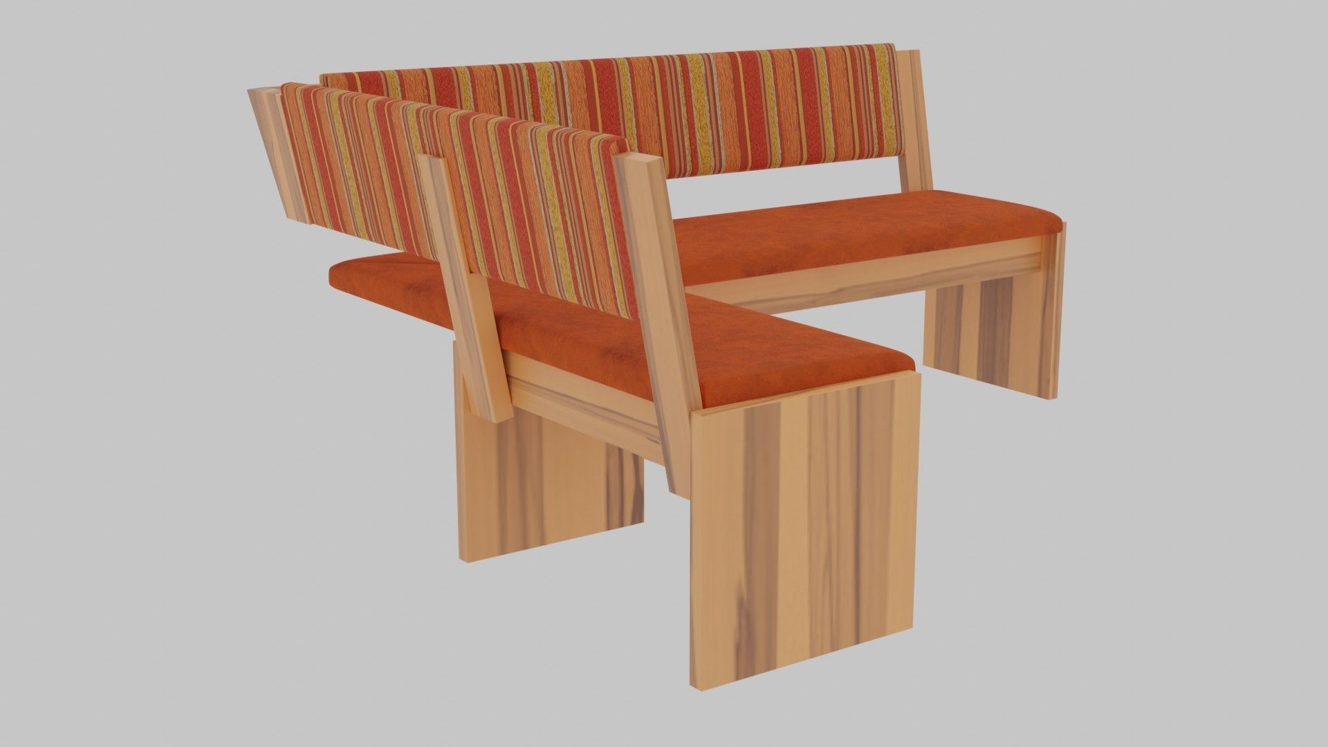 Wooden Dining bench Free low-poly 3D model_2