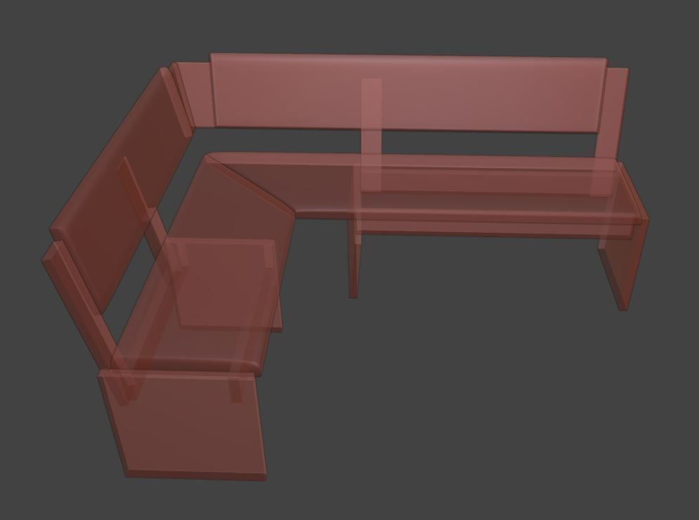 Wooden Dining bench Free low-poly 3D model_7