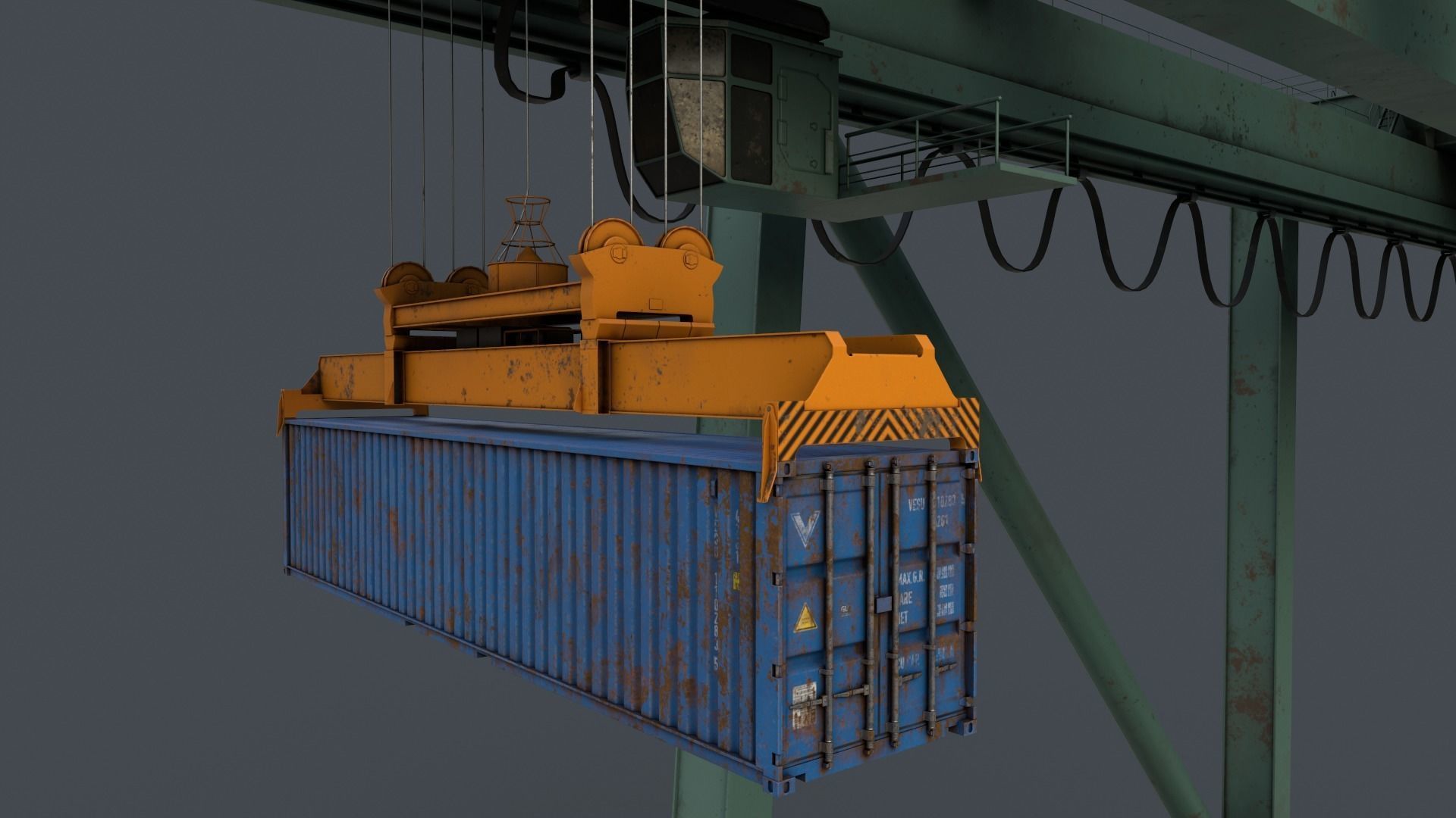 PBR Quayside Container Crane V2 - Multi color Pack 3D Model Collection_46