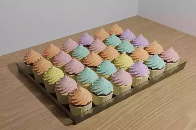 Box of 60 Assorted Cupcakes Free 3D model