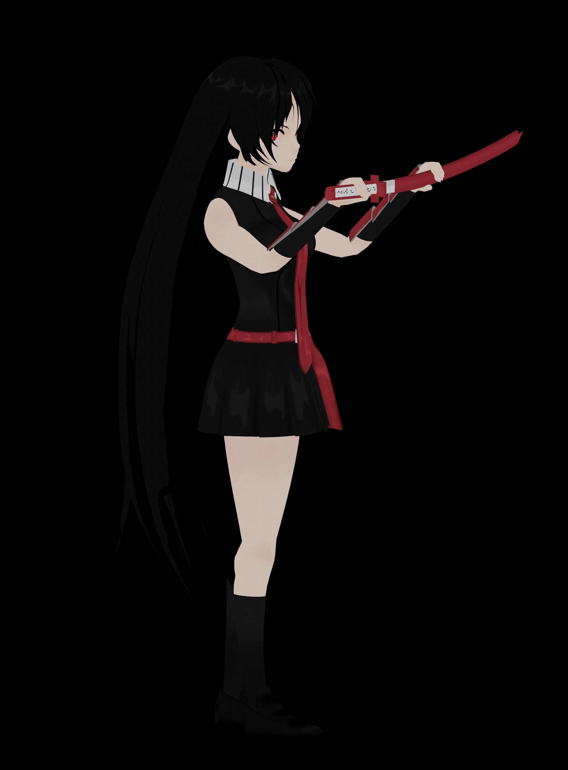 Akame Anime Female - Akame Ga Kill Low-poly 3D model_15