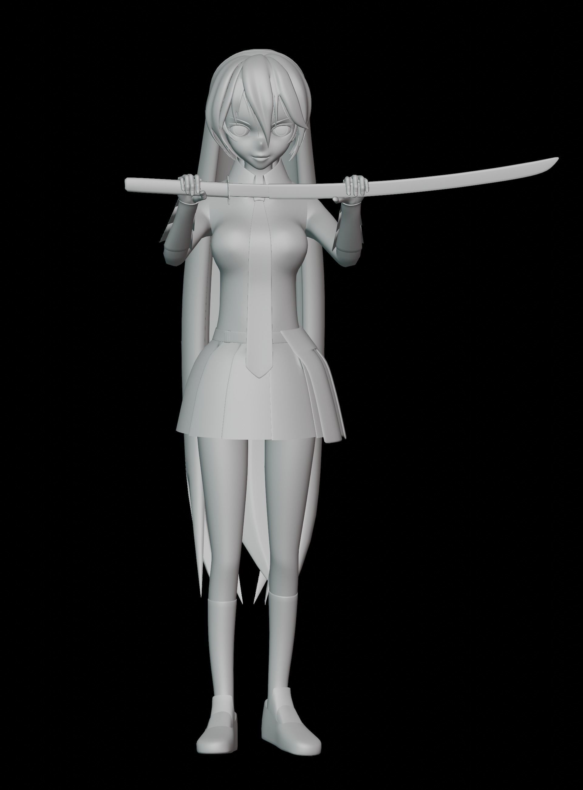 Akame Anime Female - Akame Ga Kill Low-poly 3D model_19
