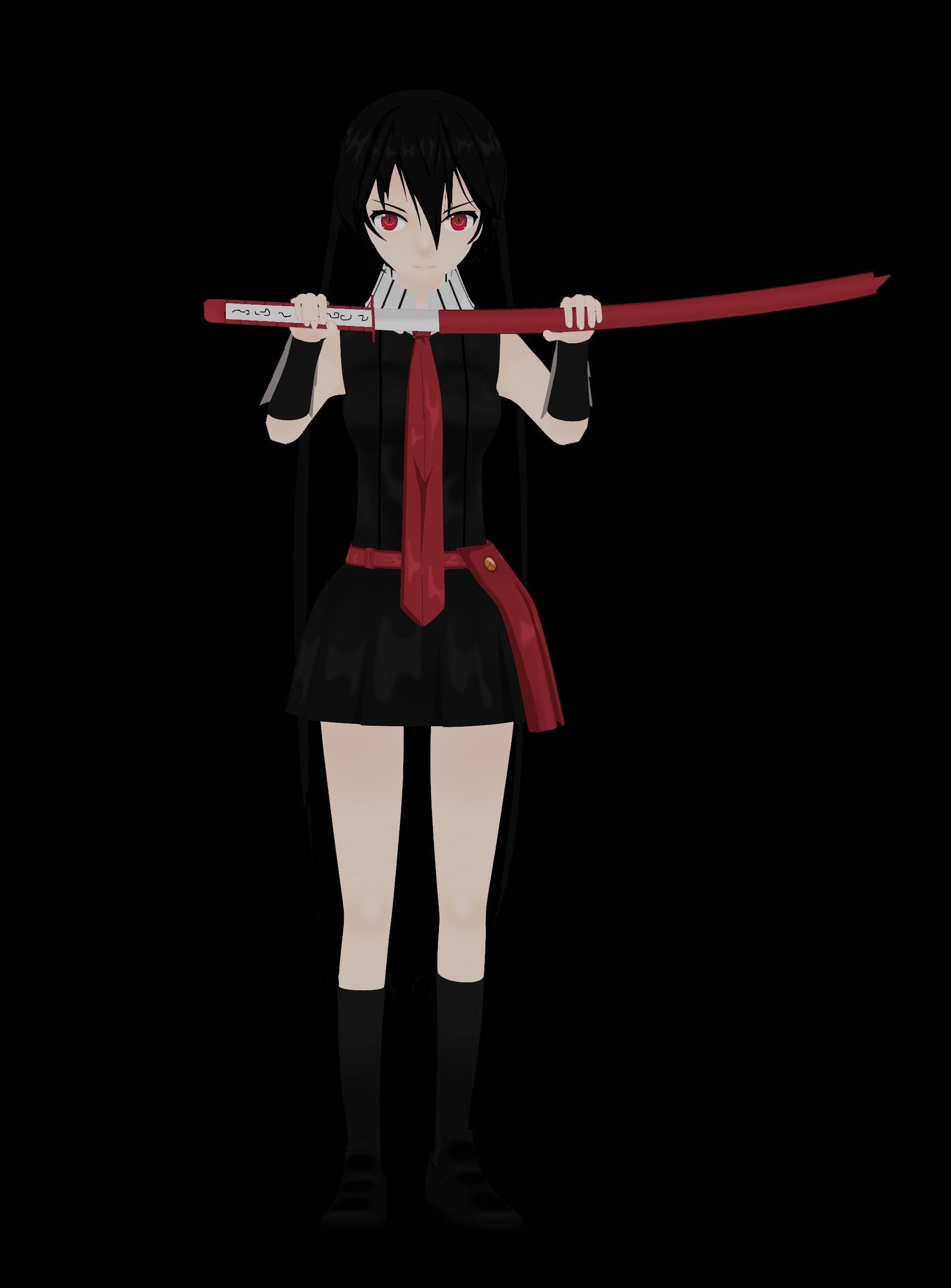 Akame Anime Female - Akame Ga Kill Low-poly 3D model_9