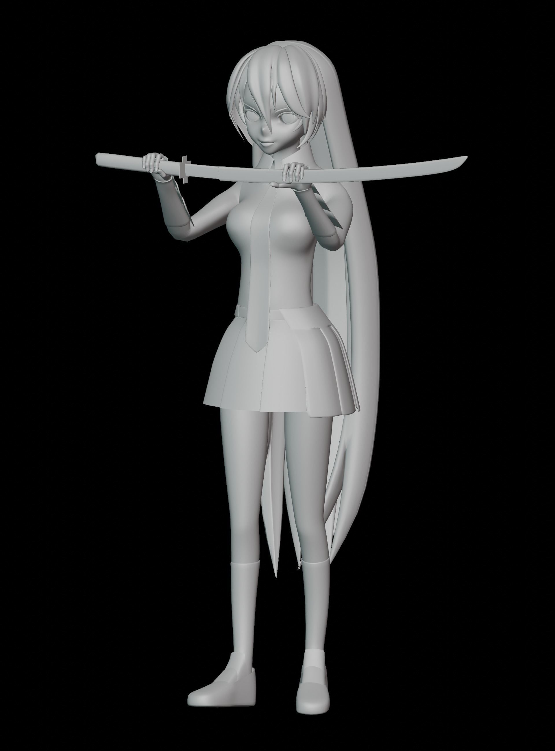 Akame Anime Female - Akame Ga Kill Low-poly 3D model_18