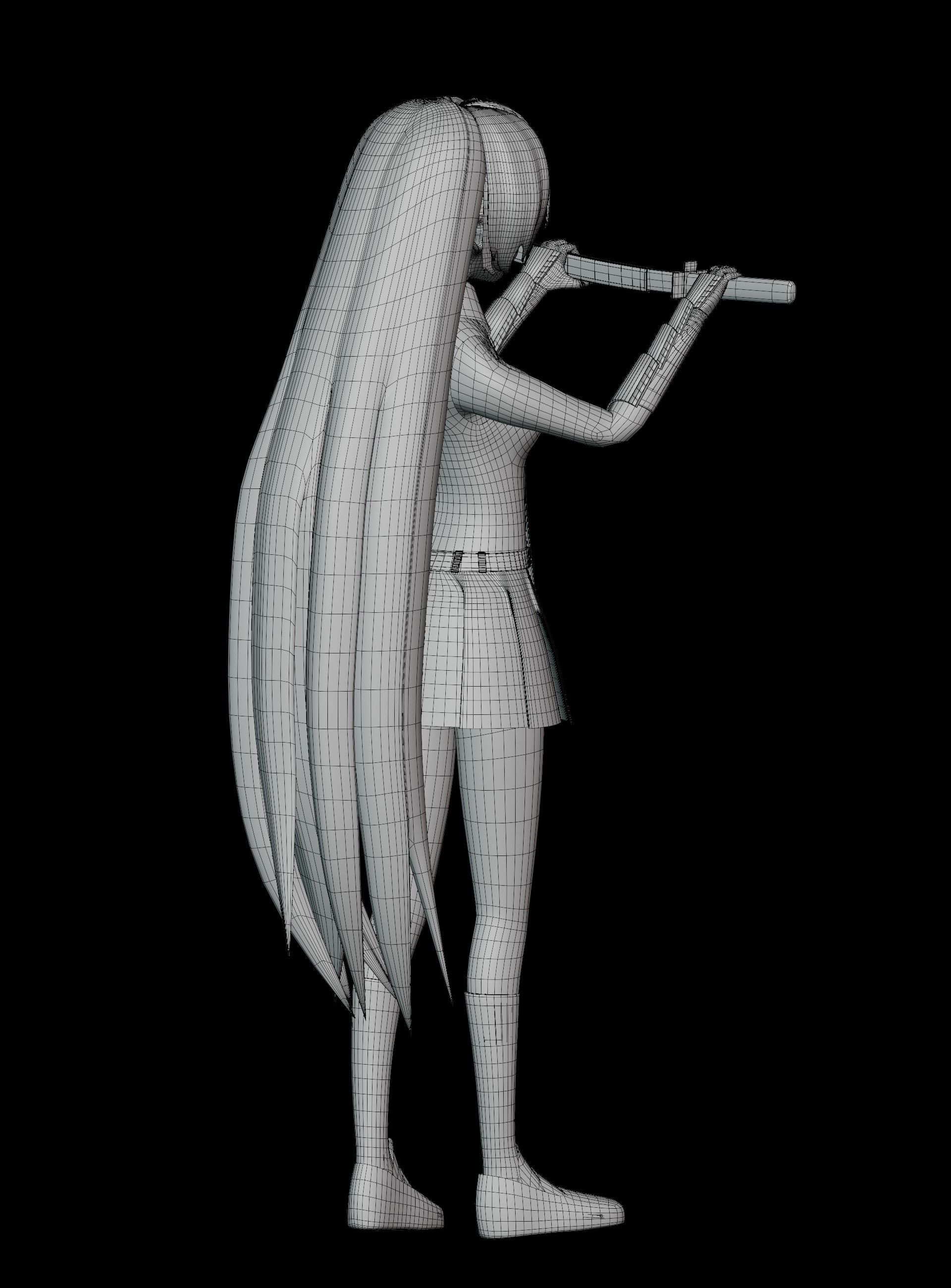 Akame Anime Female - Akame Ga Kill Low-poly 3D model_25