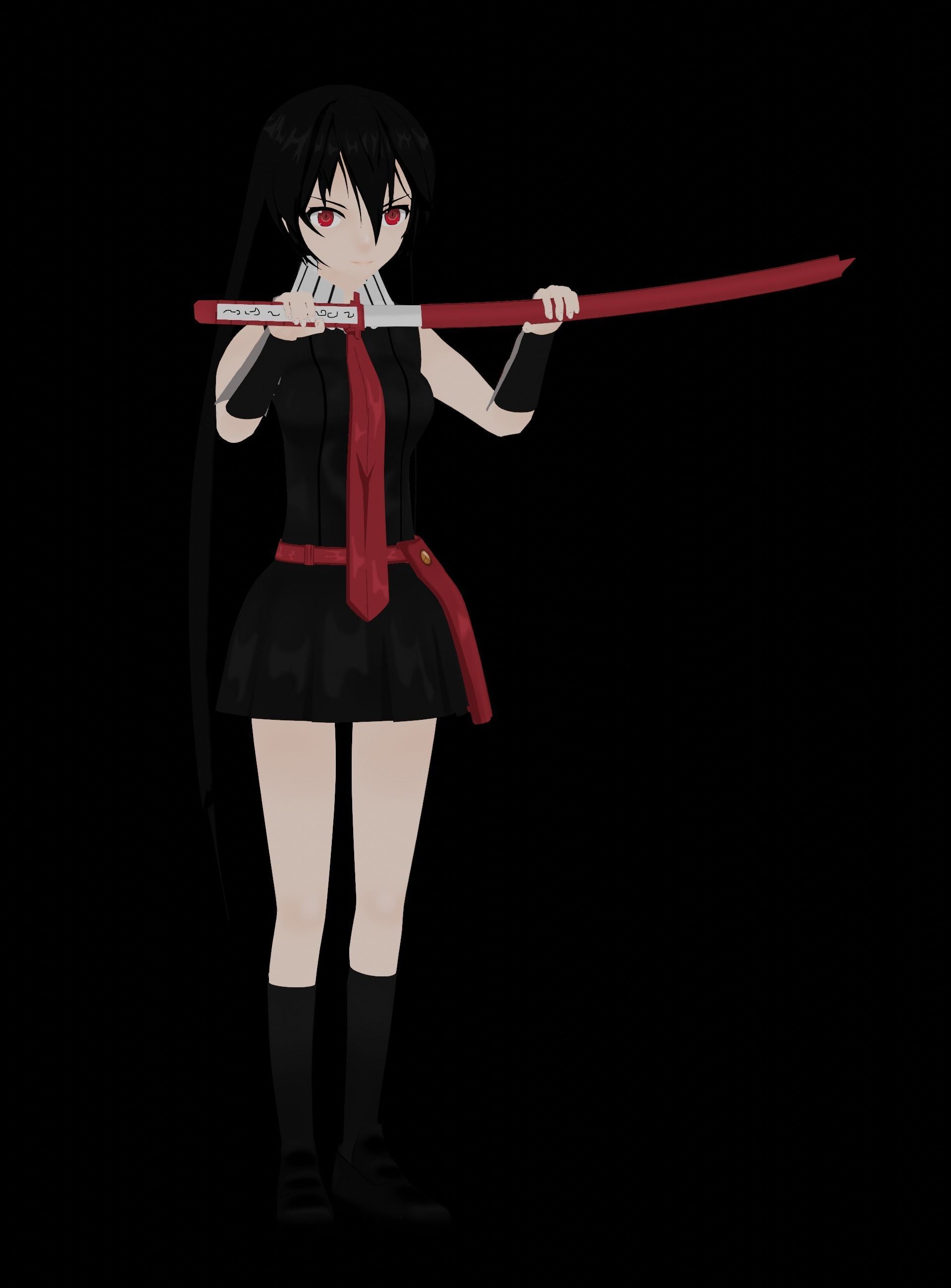 Akame Anime Female - Akame Ga Kill Low-poly 3D model_11
