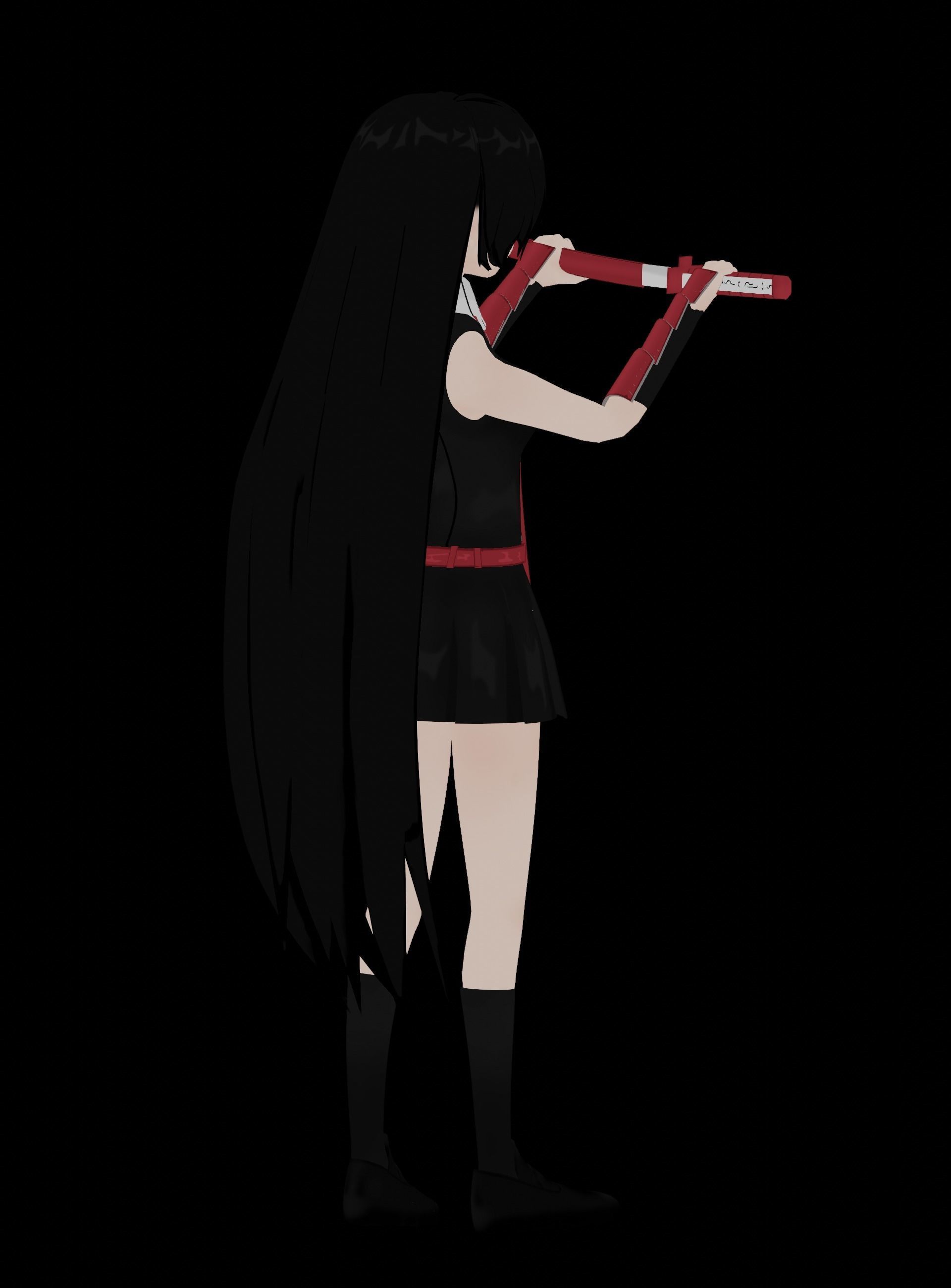 Akame Anime Female - Akame Ga Kill Low-poly 3D model_16