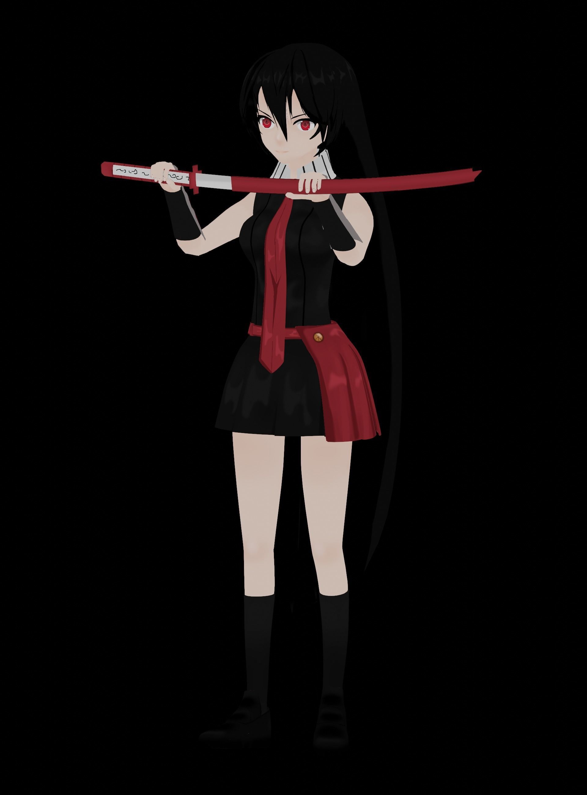 Akame Anime Female - Akame Ga Kill Low-poly 3D model_14