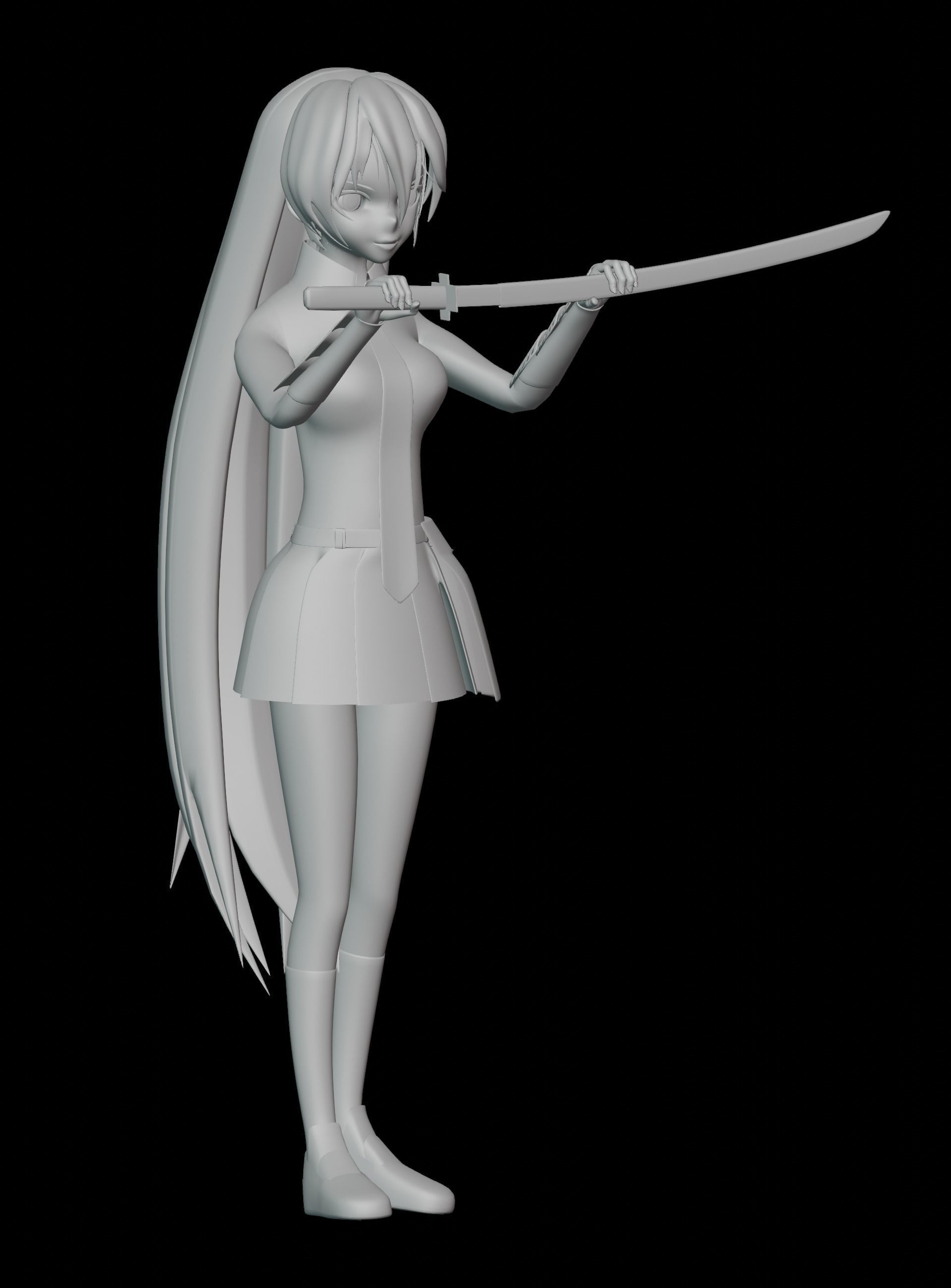 Akame Anime Female - Akame Ga Kill Low-poly 3D model_20