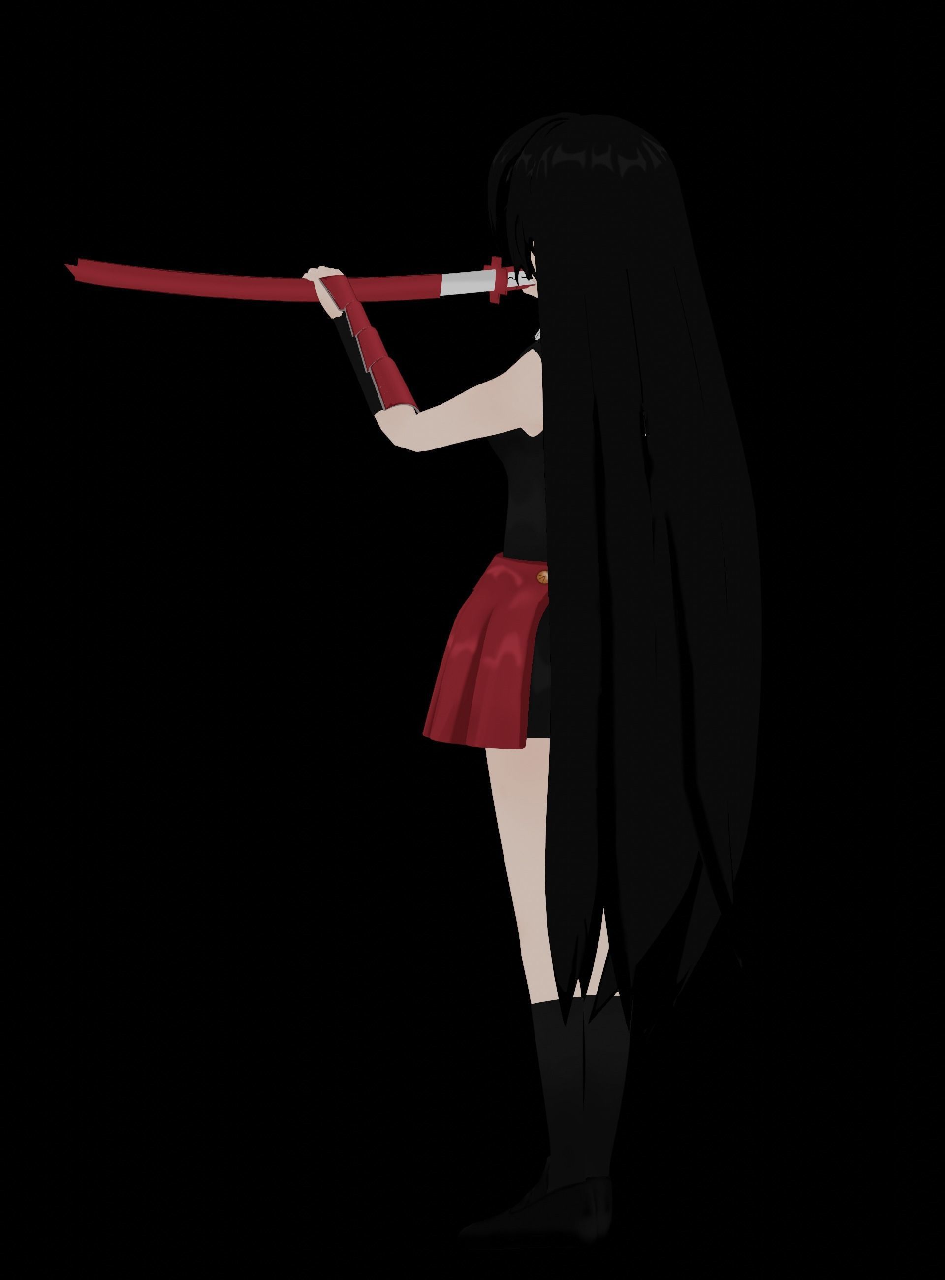 Akame Anime Female - Akame Ga Kill Low-poly 3D model_17