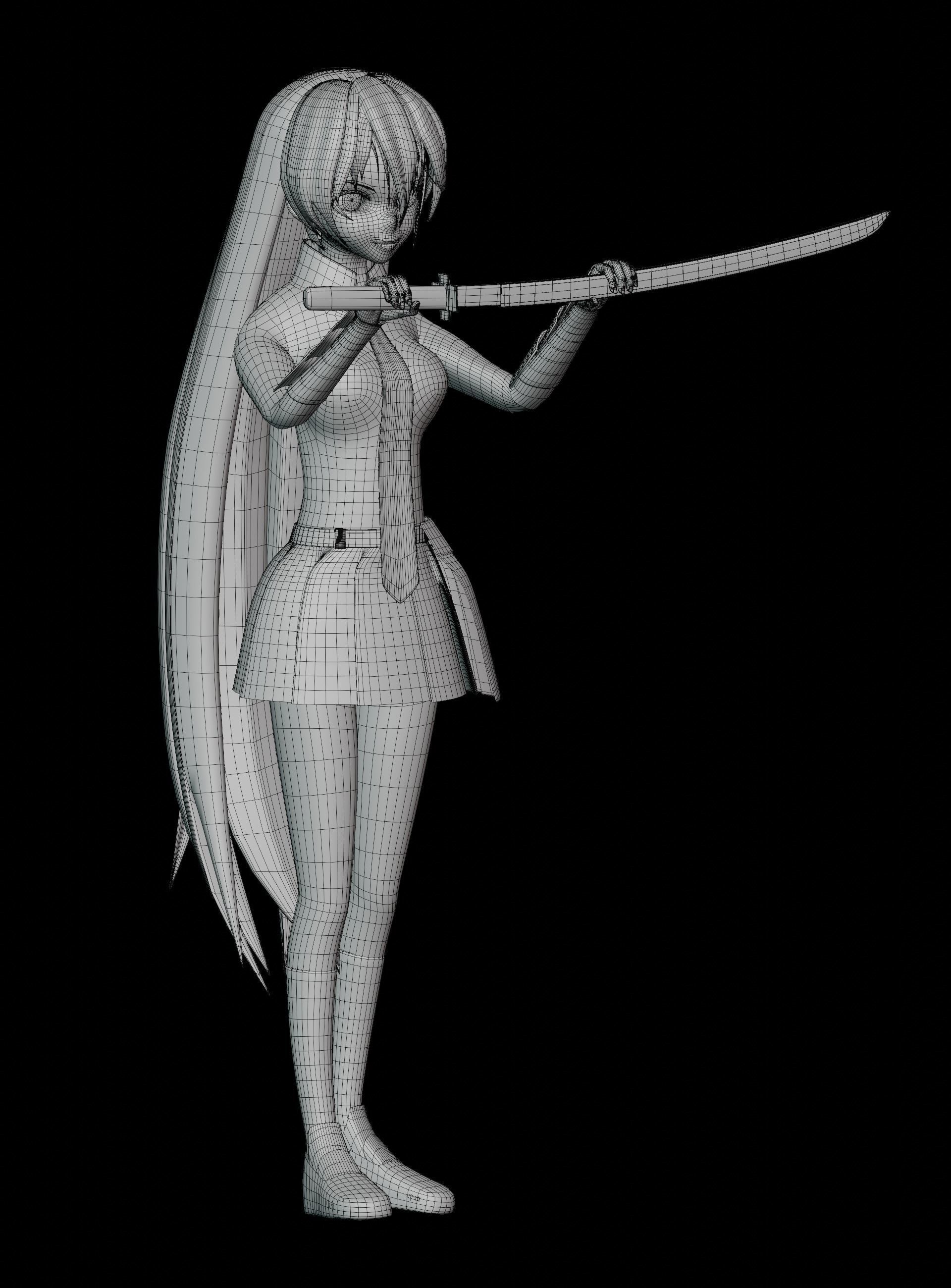 Akame Anime Female - Akame Ga Kill Low-poly 3D model_23