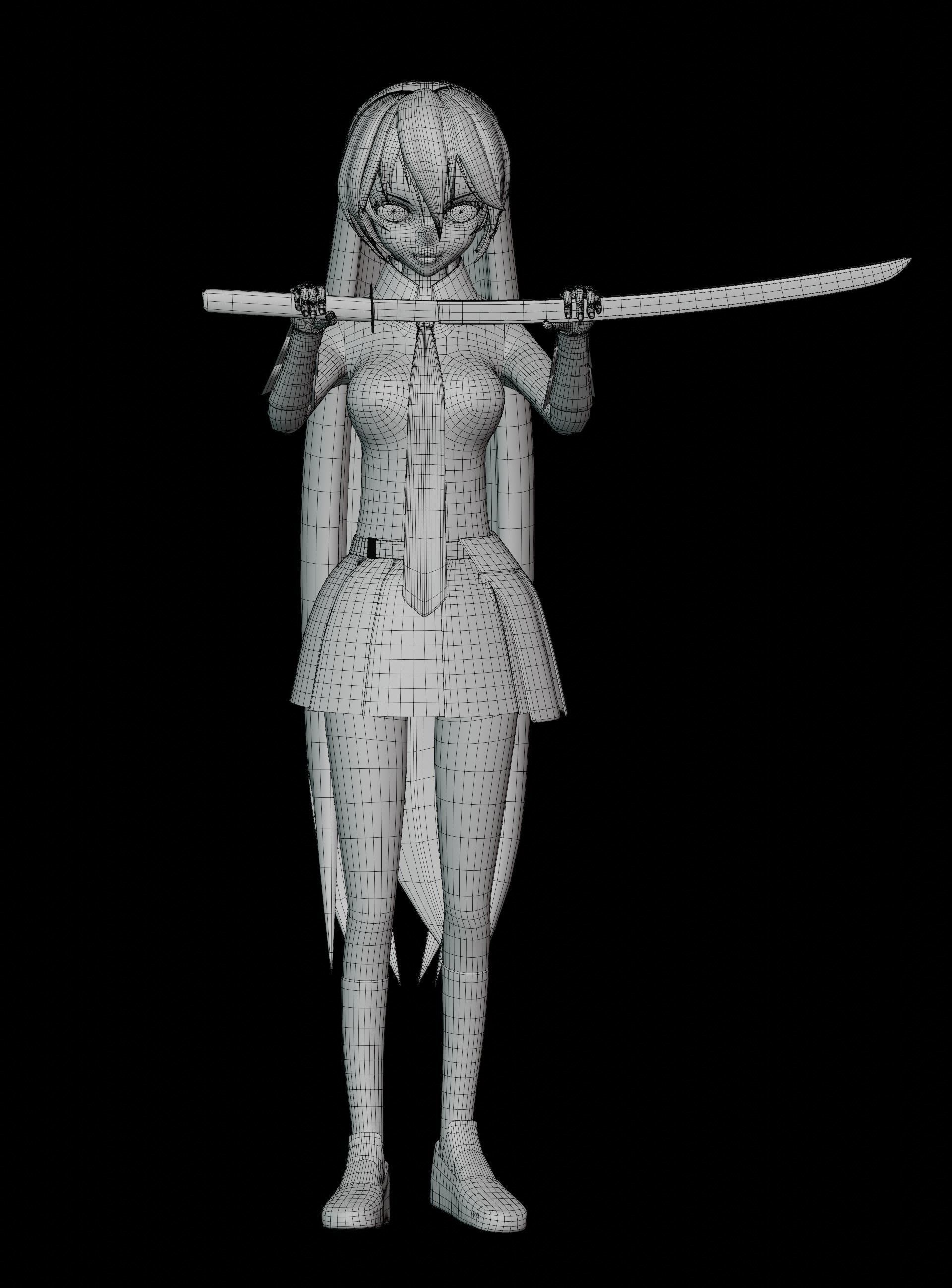Akame Anime Female - Akame Ga Kill Low-poly 3D model_22