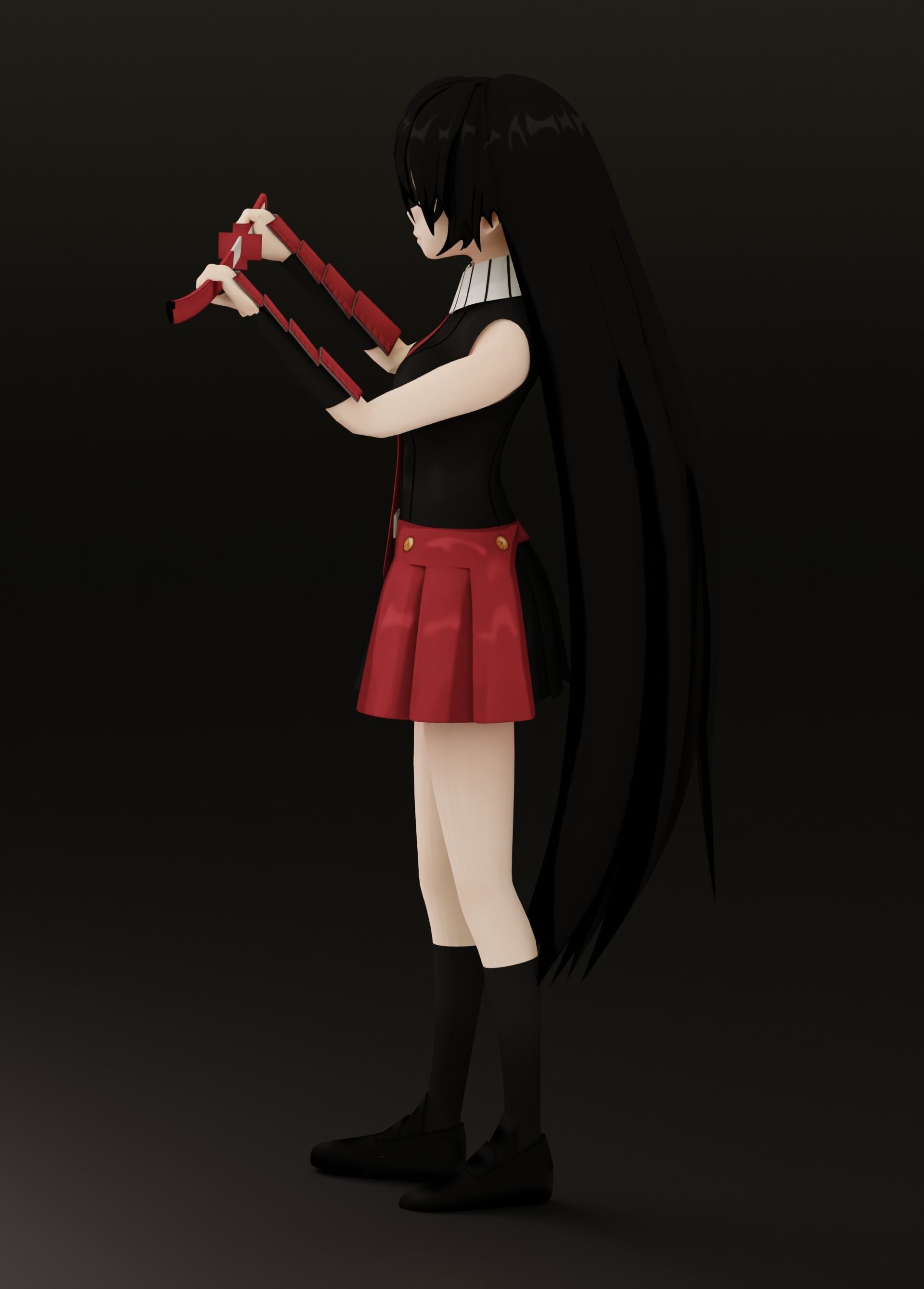 Akame Anime Female - Akame Ga Kill Low-poly 3D model_7