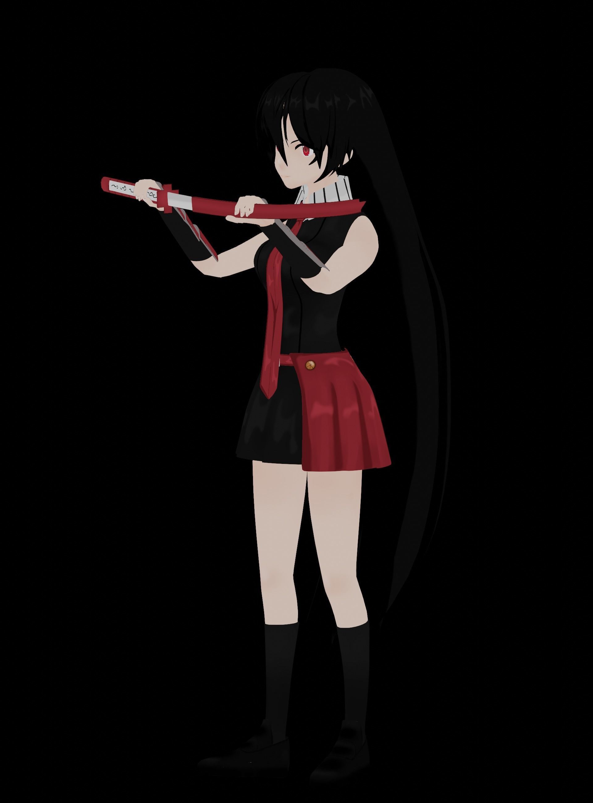 Akame Anime Female - Akame Ga Kill Low-poly 3D model_13