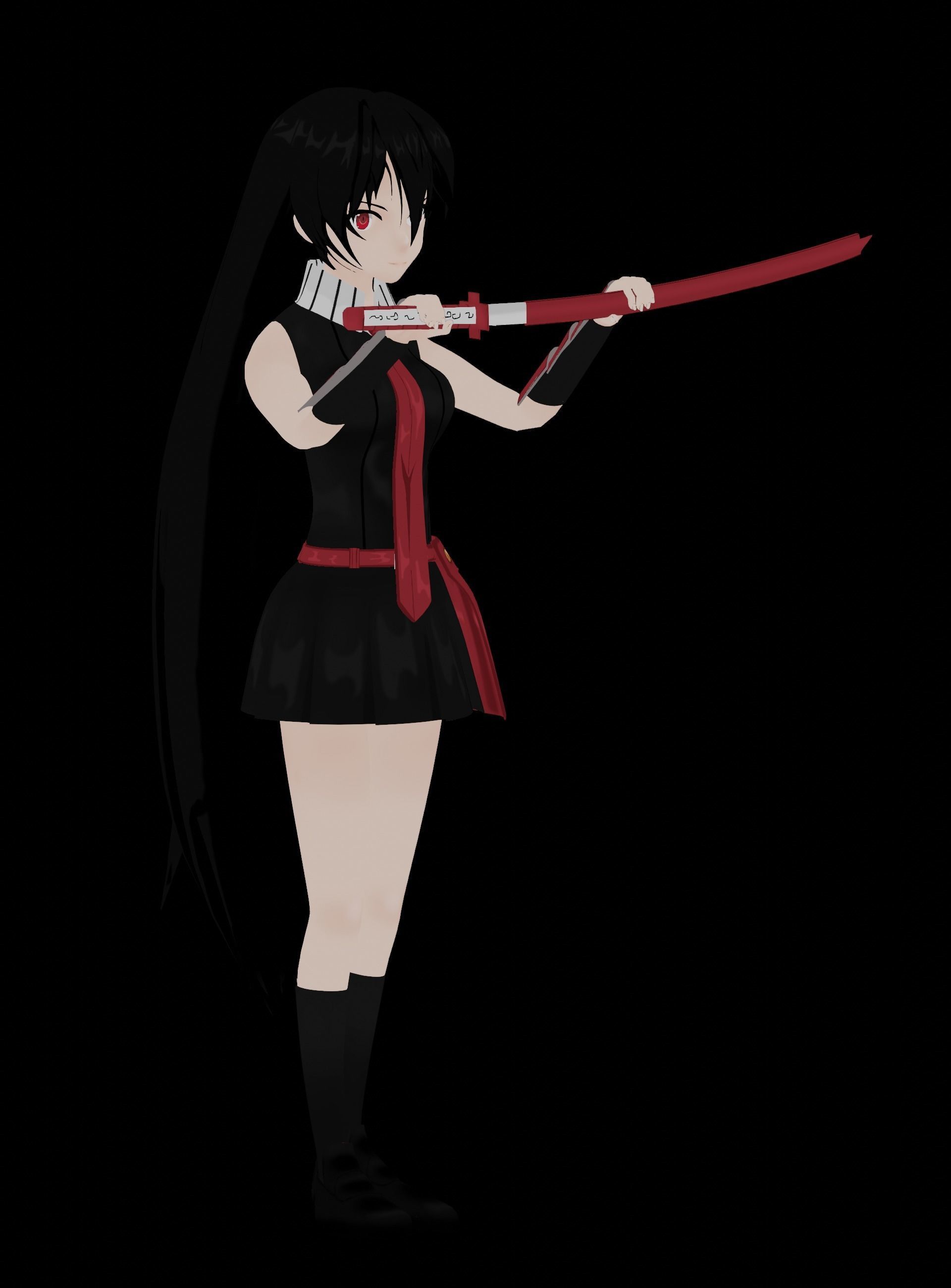 Akame Anime Female - Akame Ga Kill Low-poly 3D model_12