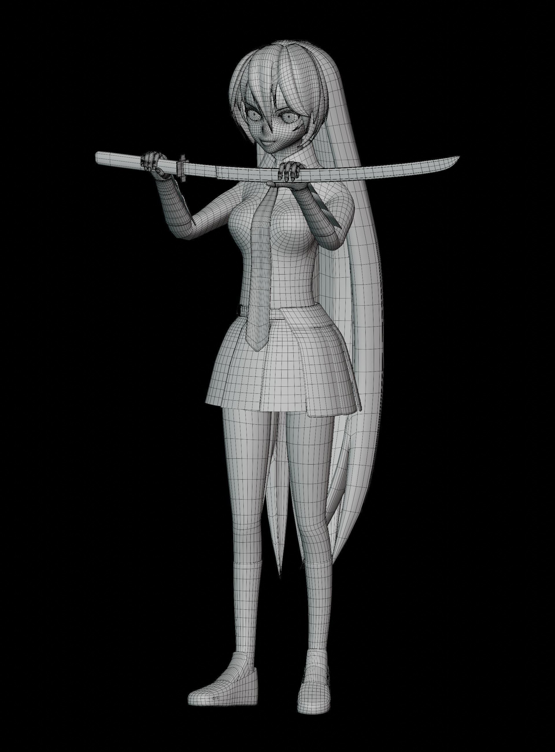 Akame Anime Female - Akame Ga Kill Low-poly 3D model_21