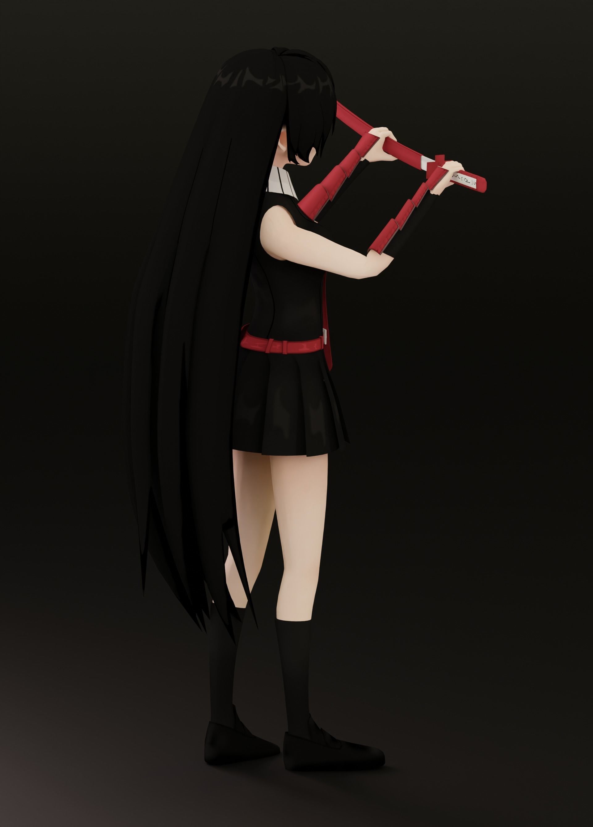 Akame Anime Female - Akame Ga Kill Low-poly 3D model_8